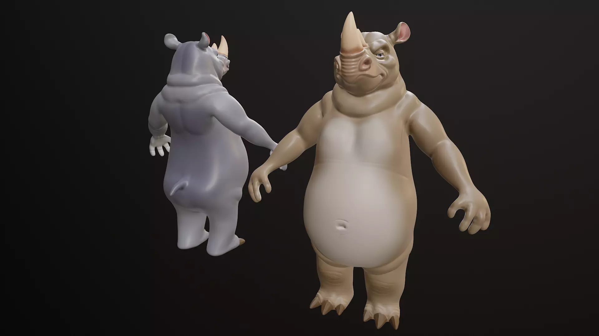 Rhino Cartoon Low-poly 3D model_17