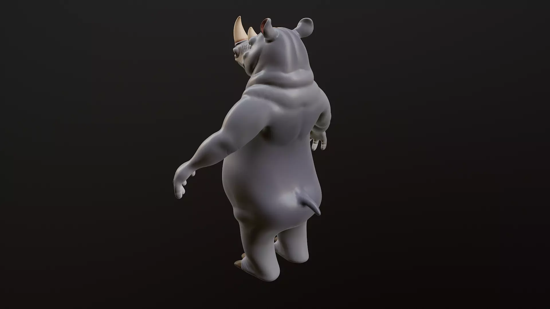 Rhino Cartoon Low-poly 3D model_7