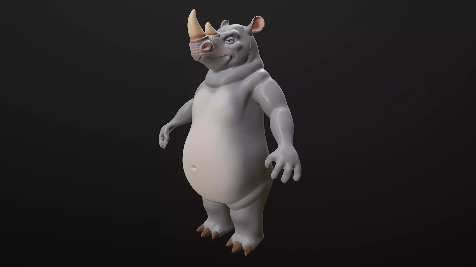 Rhino Cartoon Low-poly 3D model_5
