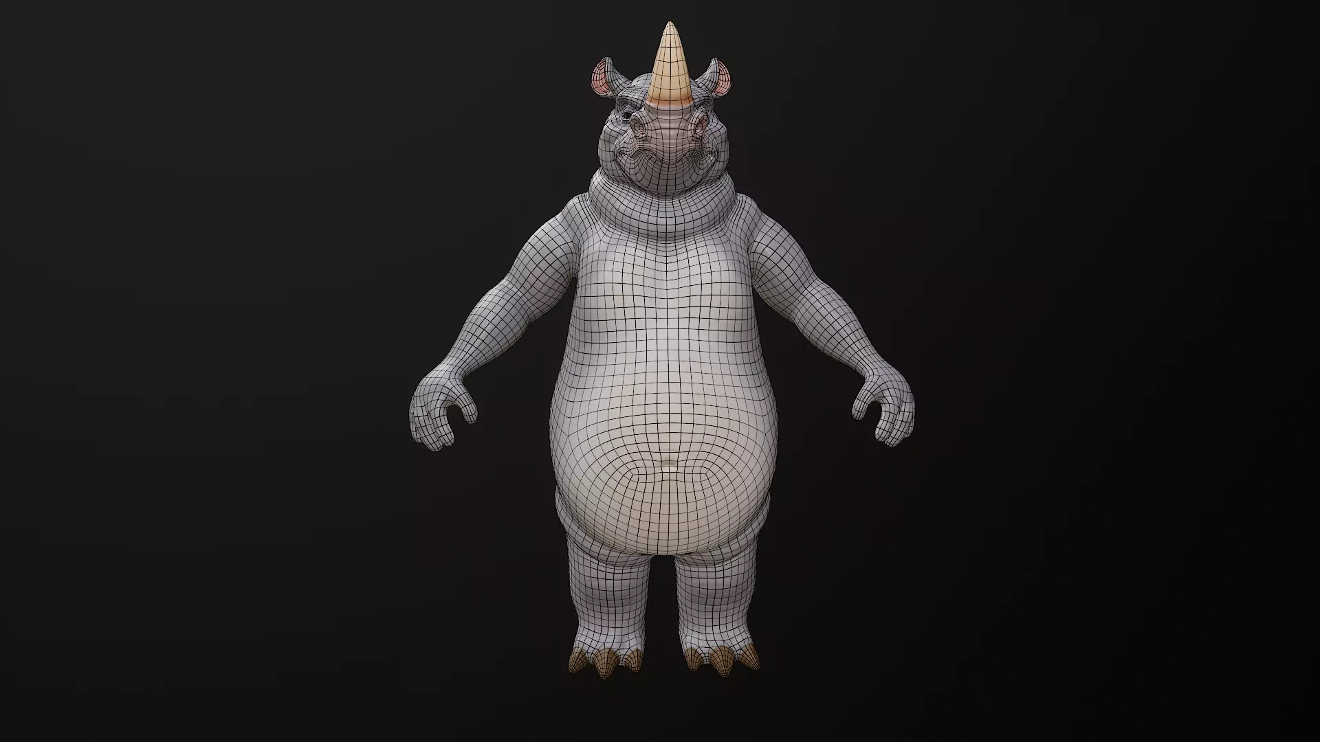 Rhino Cartoon Low-poly 3D model_25