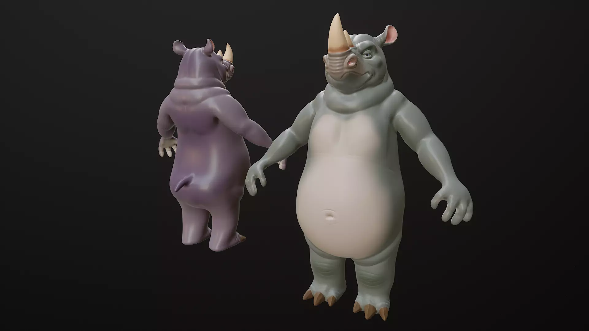 Rhino Cartoon Low-poly 3D model_19
