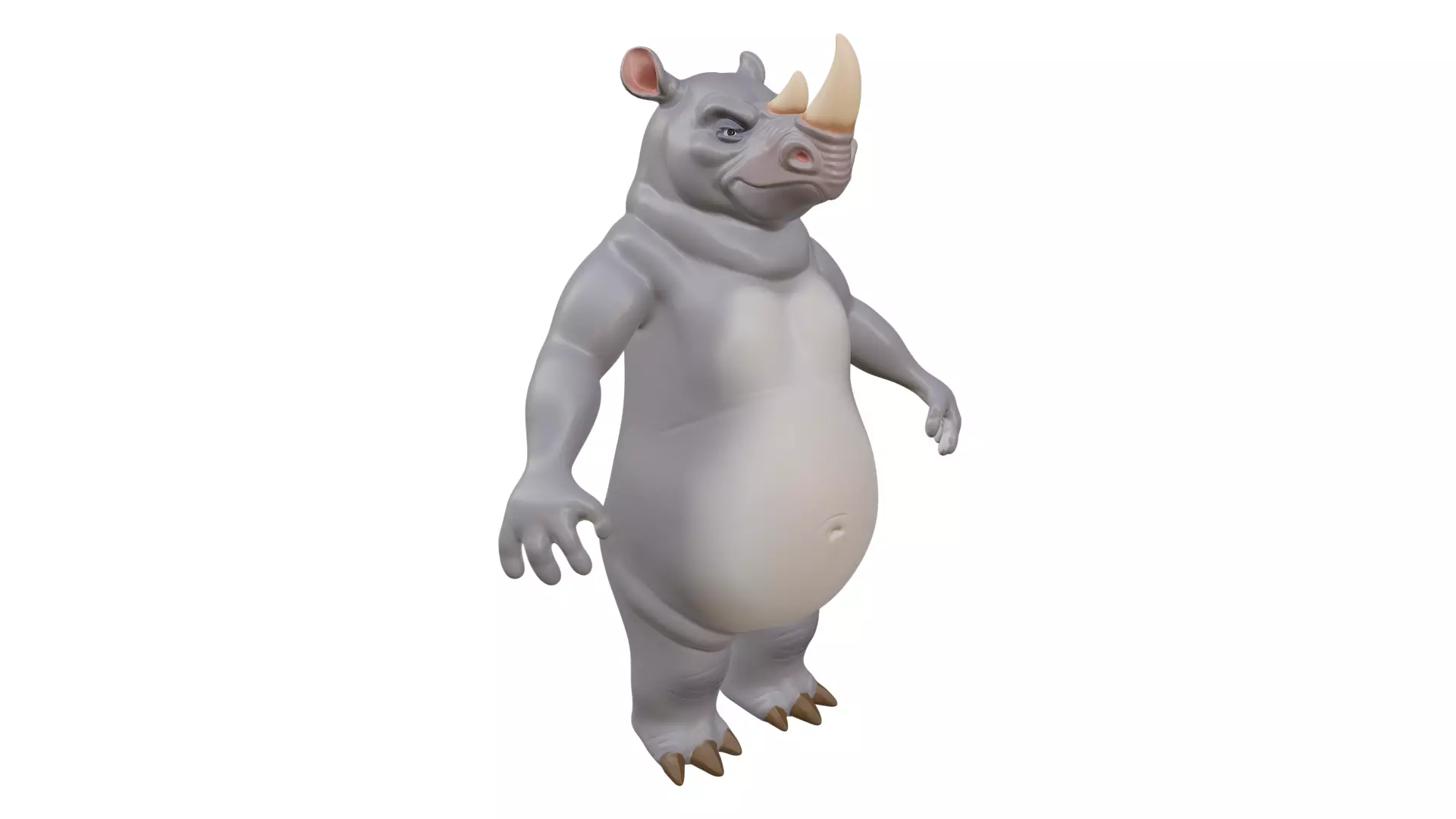 Rhino Cartoon Low-poly 3D model_0