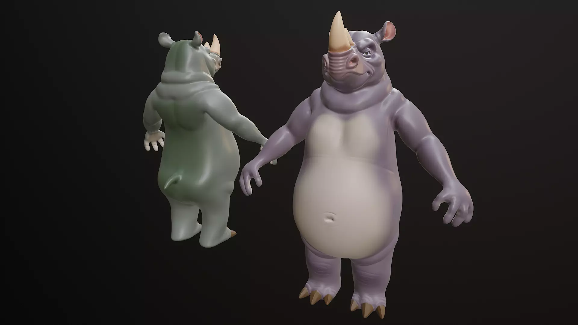 Rhino Cartoon Low-poly 3D model_18