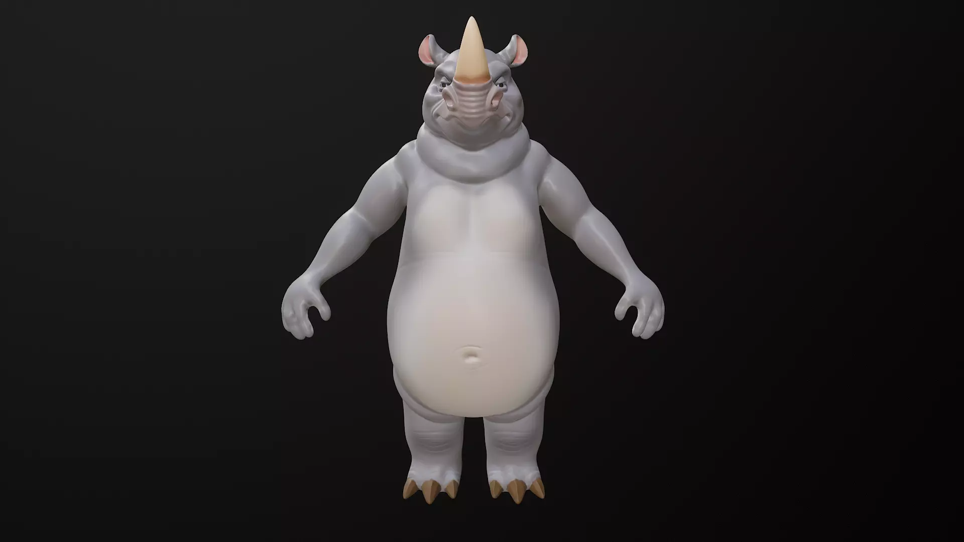 Rhino Cartoon Low-poly 3D model_4