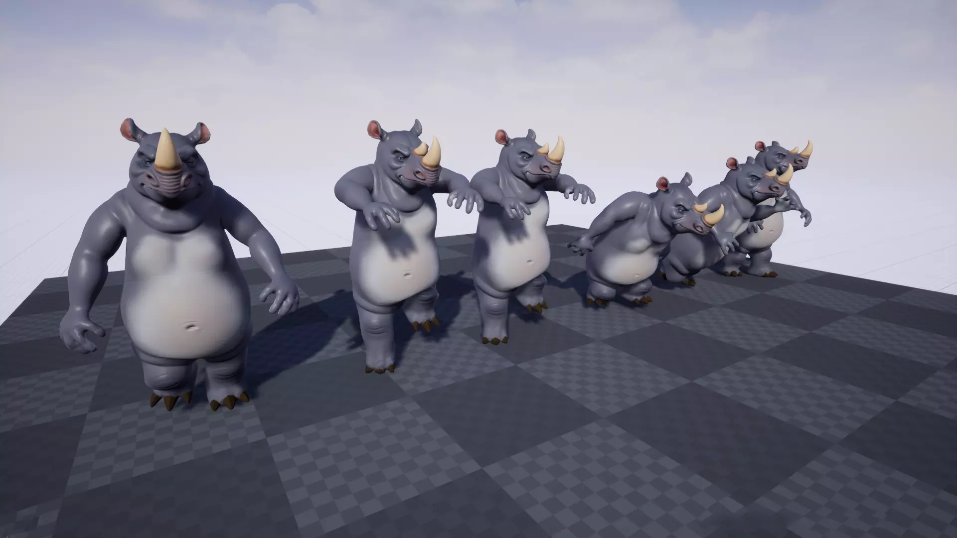 Rhino Cartoon Low-poly 3D model_29