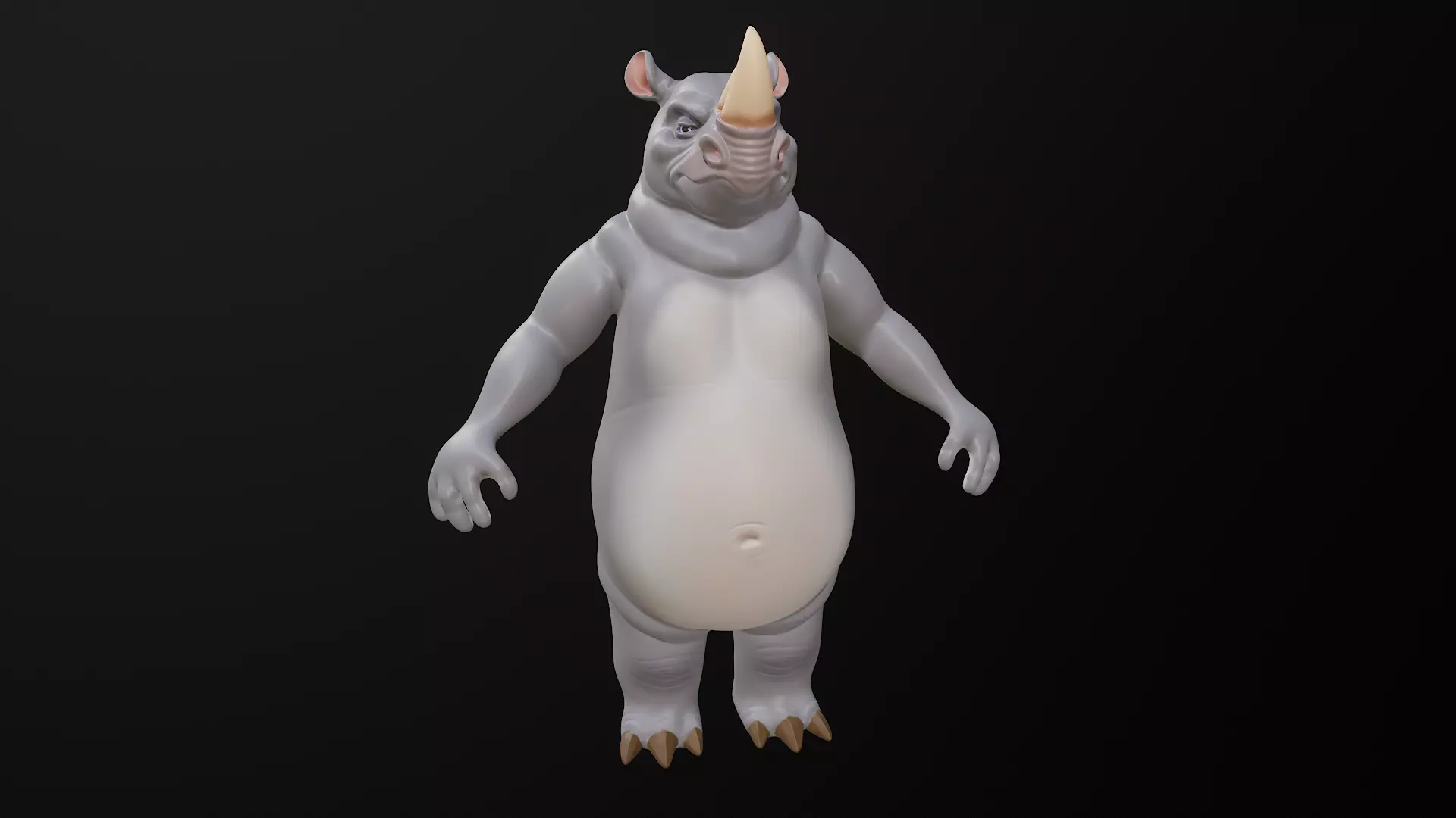 Rhino Cartoon Low-poly 3D model_3