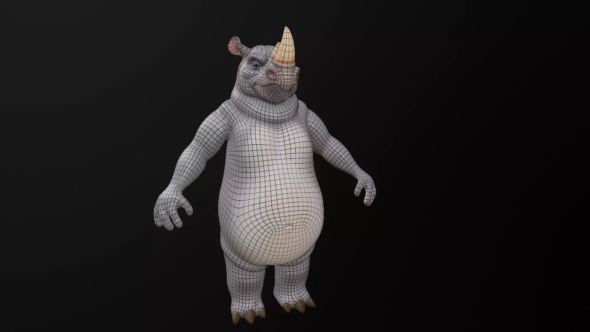 Rhino Cartoon Low-poly 3D model_21