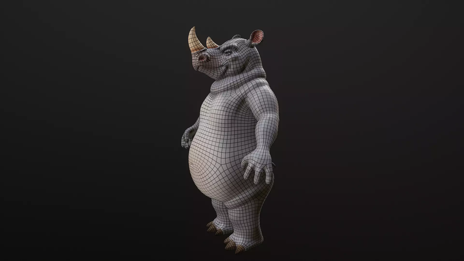 Rhino Cartoon Low-poly 3D model_22
