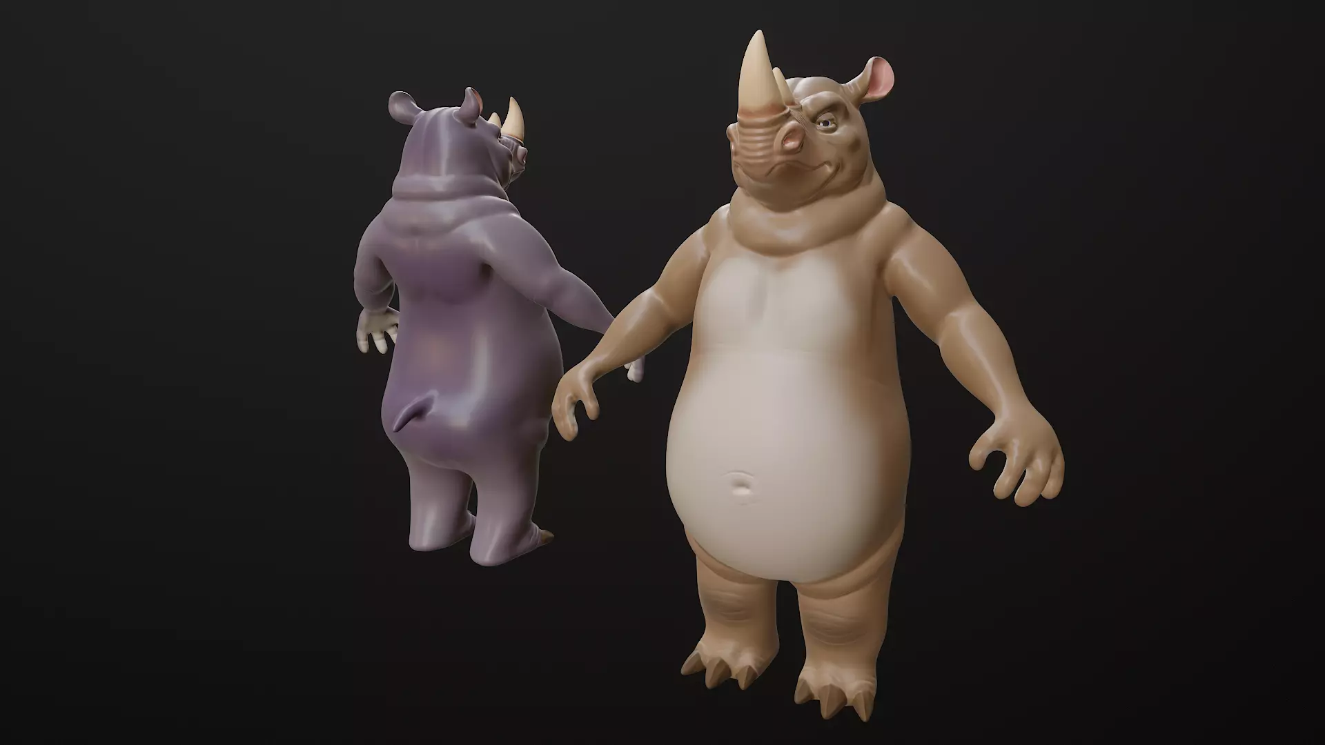 Rhino Cartoon Low-poly 3D model_20