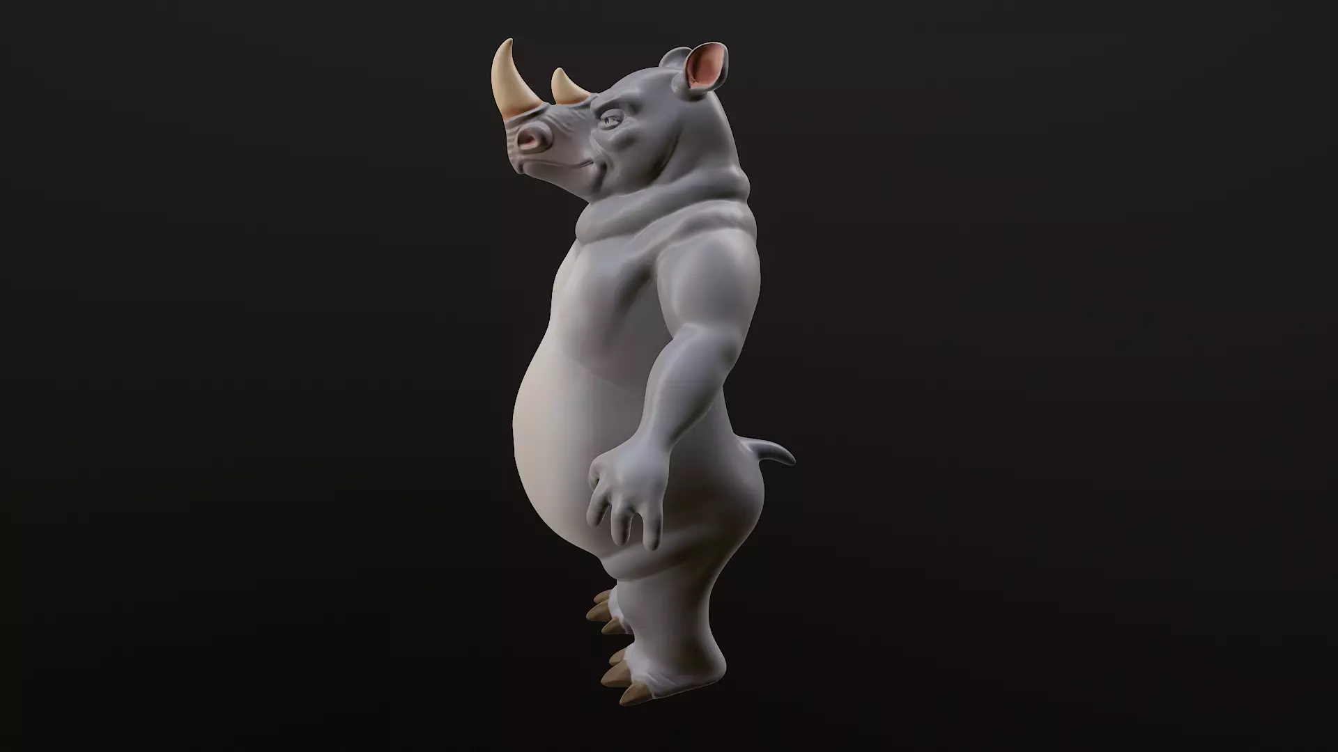Rhino Cartoon Low-poly 3D model_6