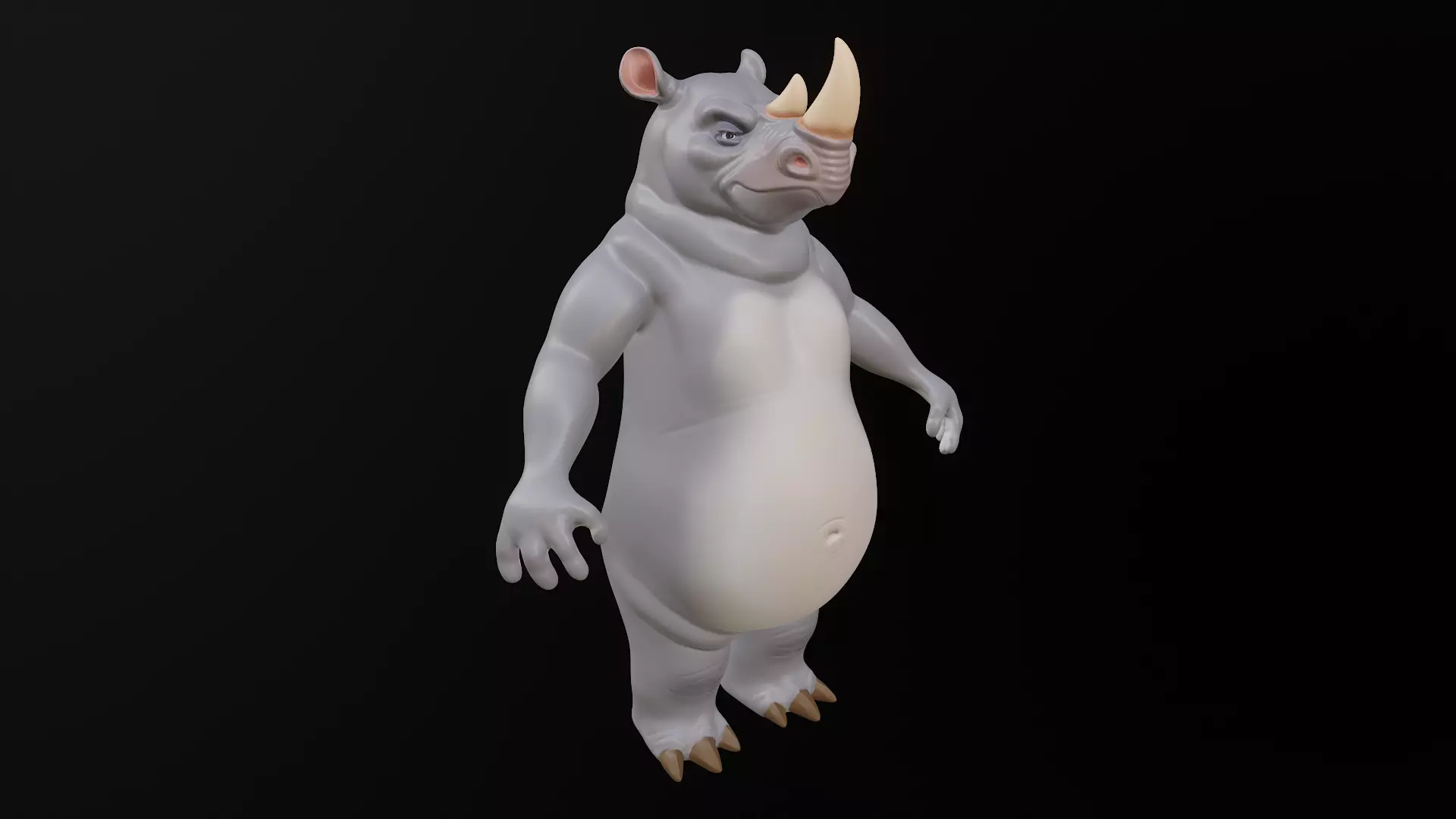 Rhino Cartoon Low-poly 3D model_11