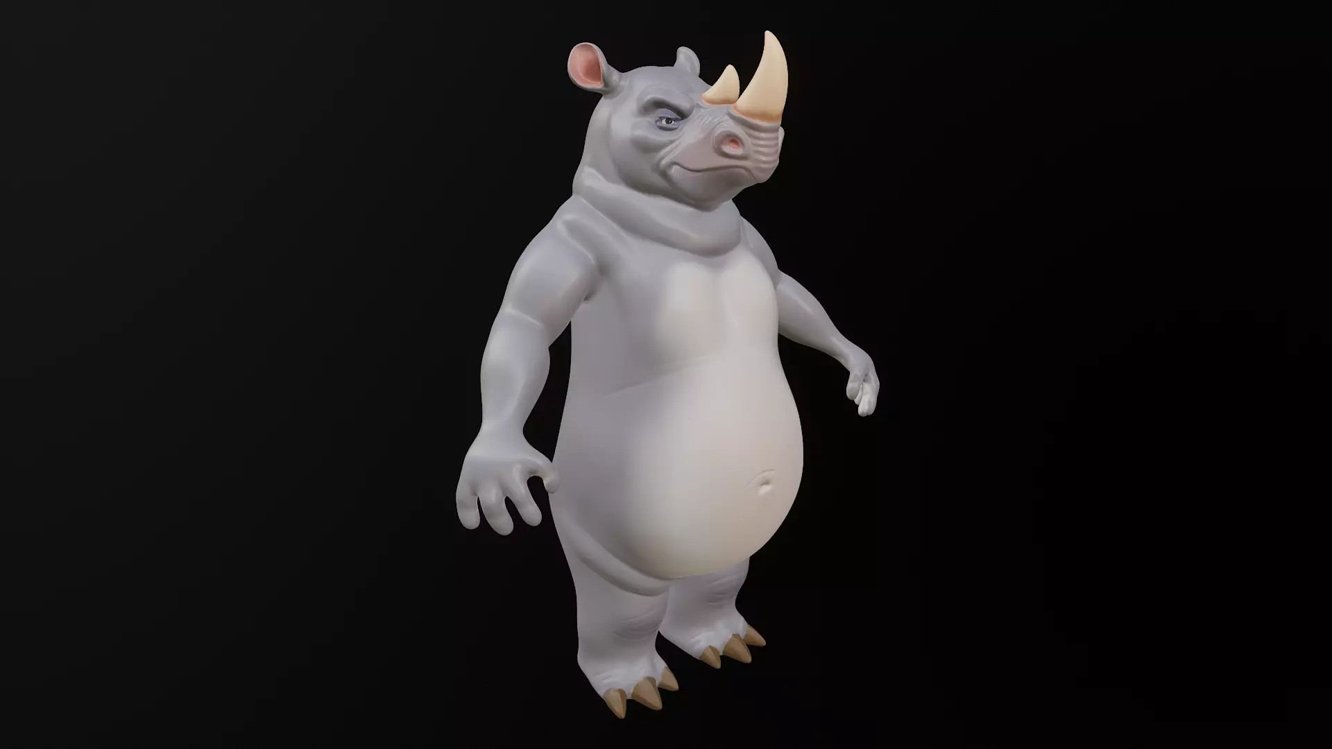 Rhino Cartoon Low-poly 3D model_2