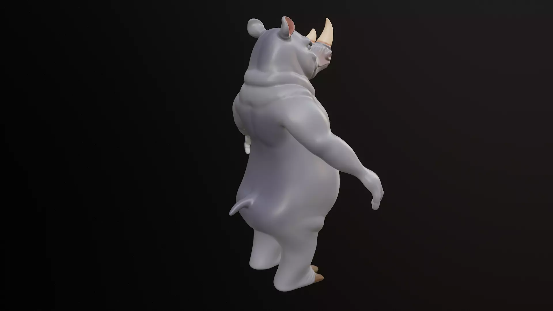 Rhino Cartoon Low-poly 3D model_9