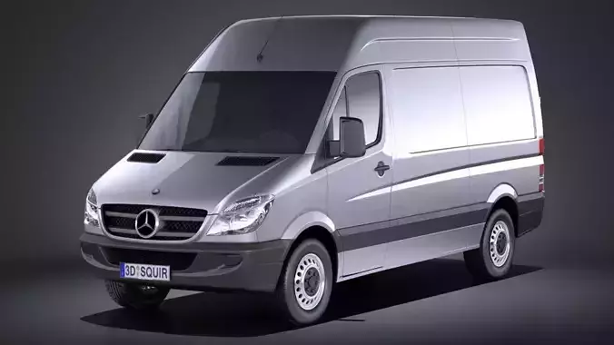 Mercedes Sprinter II van short high VRAY 3D model