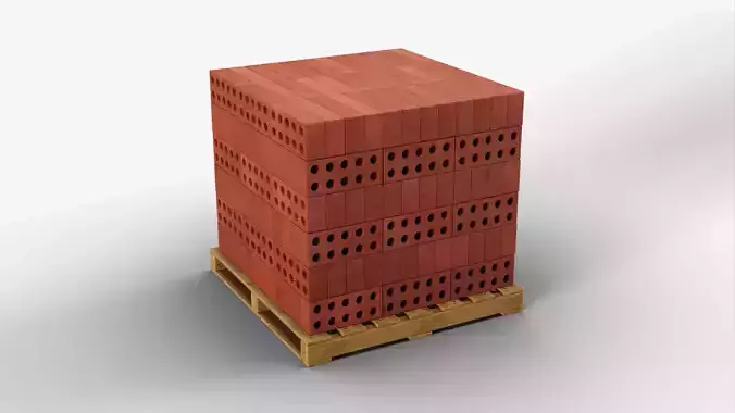 Wooden Pallet with Red Bricks 2