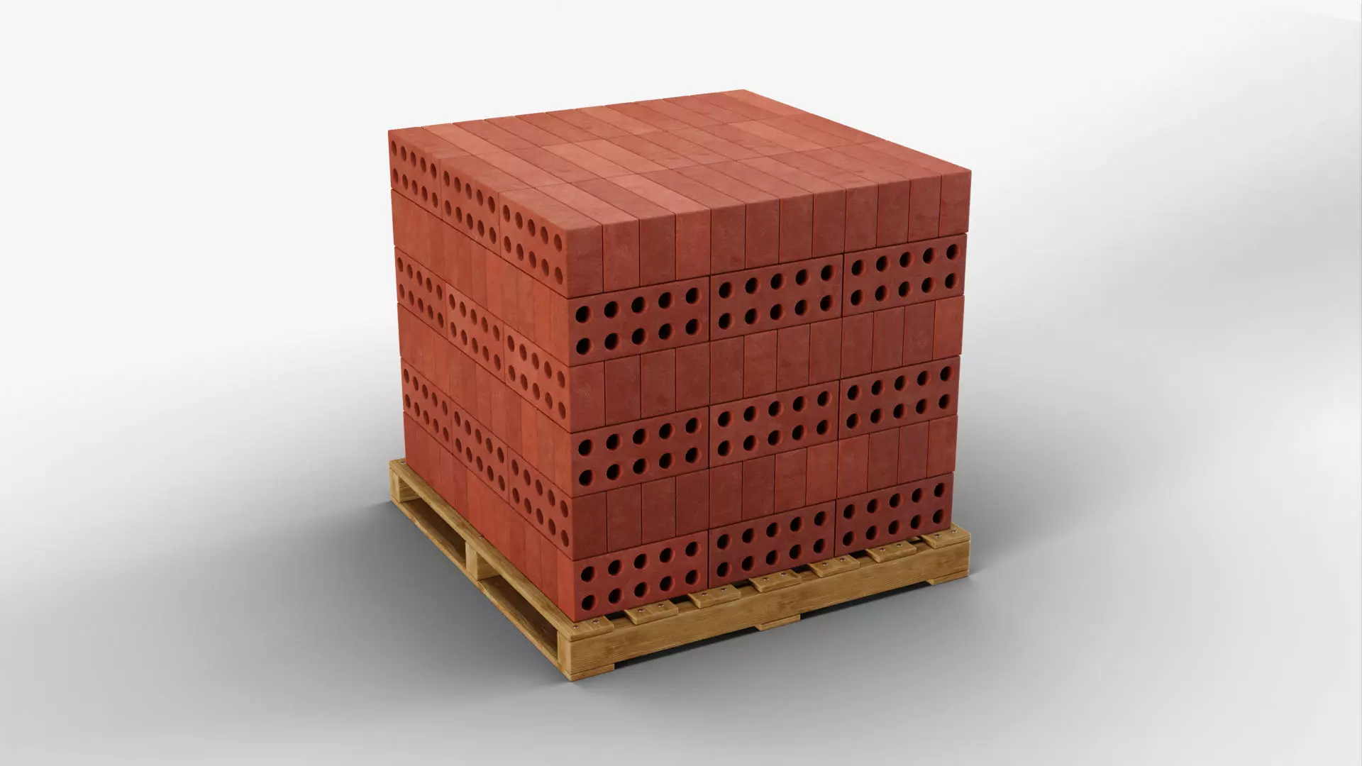 Wooden Pallet with Red Bricks 2 3D model