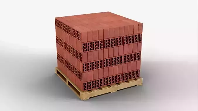Wooden Pallet with Red Bricks 3