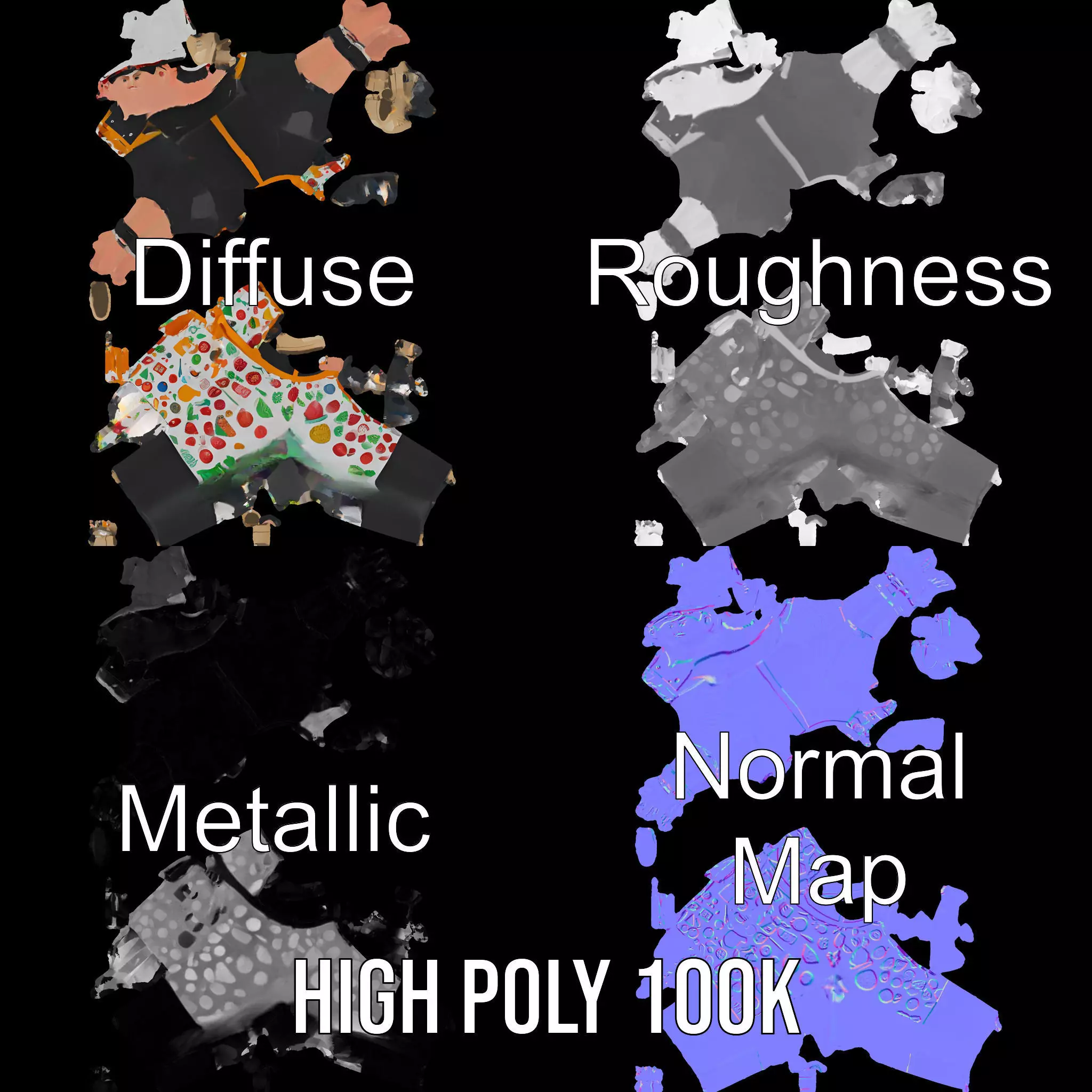 Colorful Chef Character model pack Low-poly 3D model_4