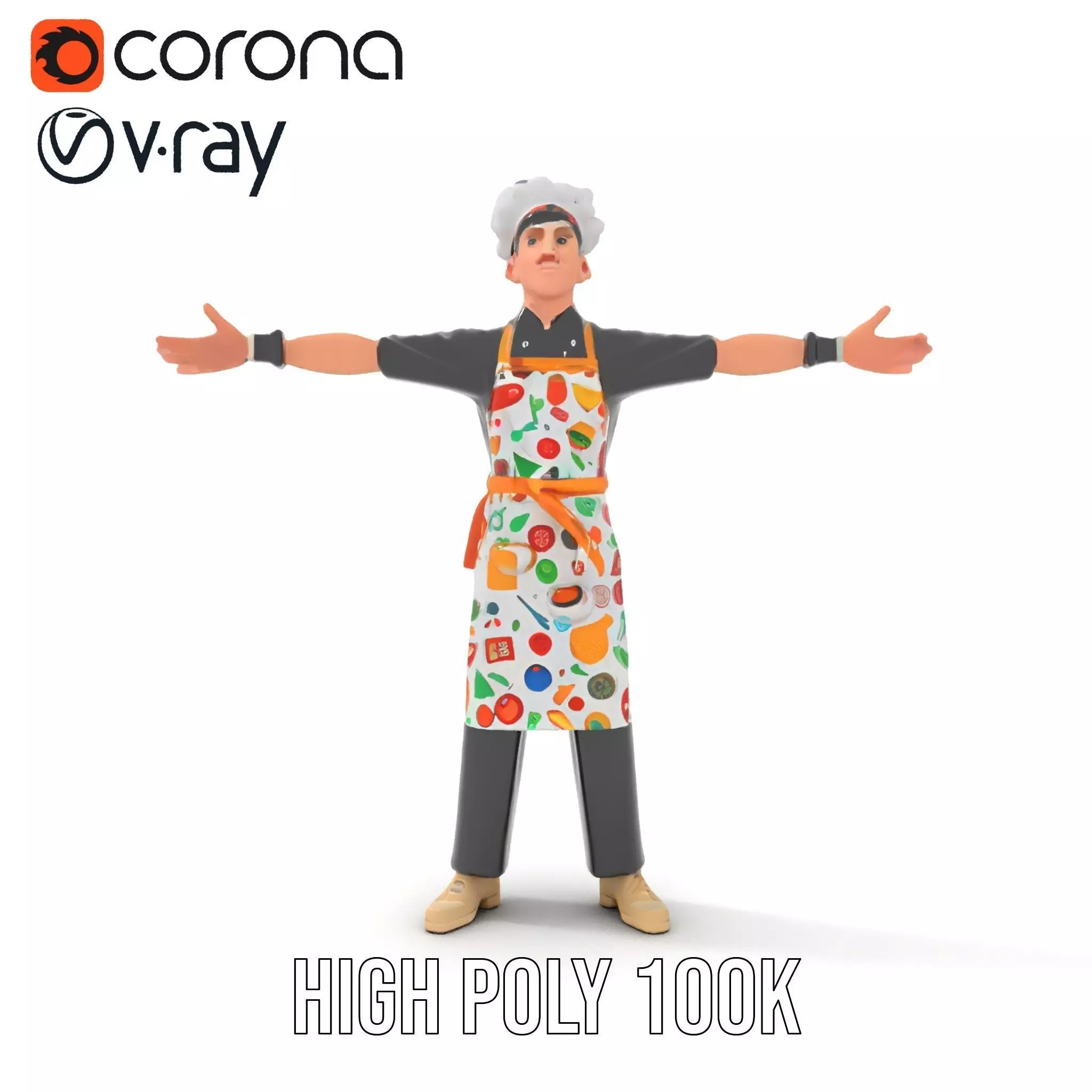 Colorful Chef Character model pack Low-poly 3D model_24