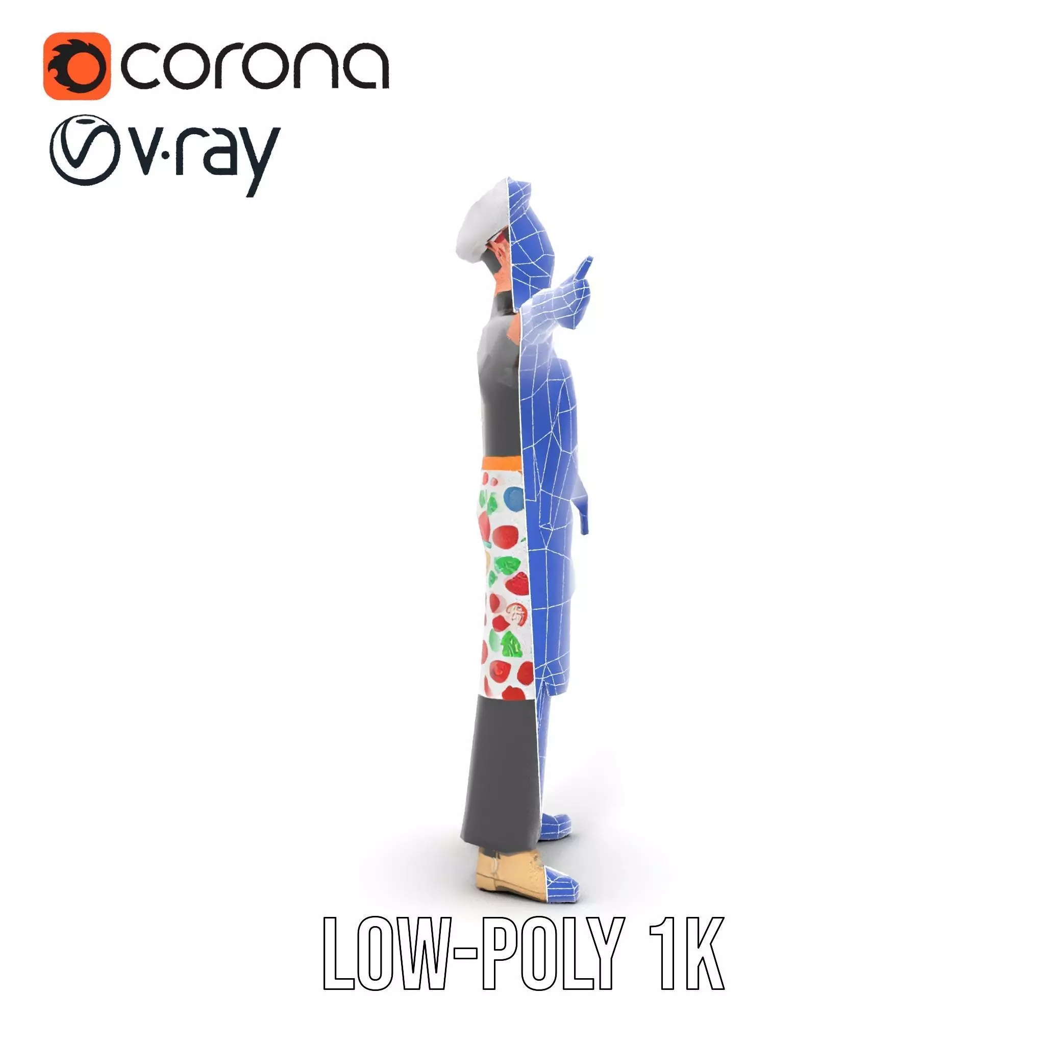 Colorful Chef Character model pack Low-poly 3D model_32