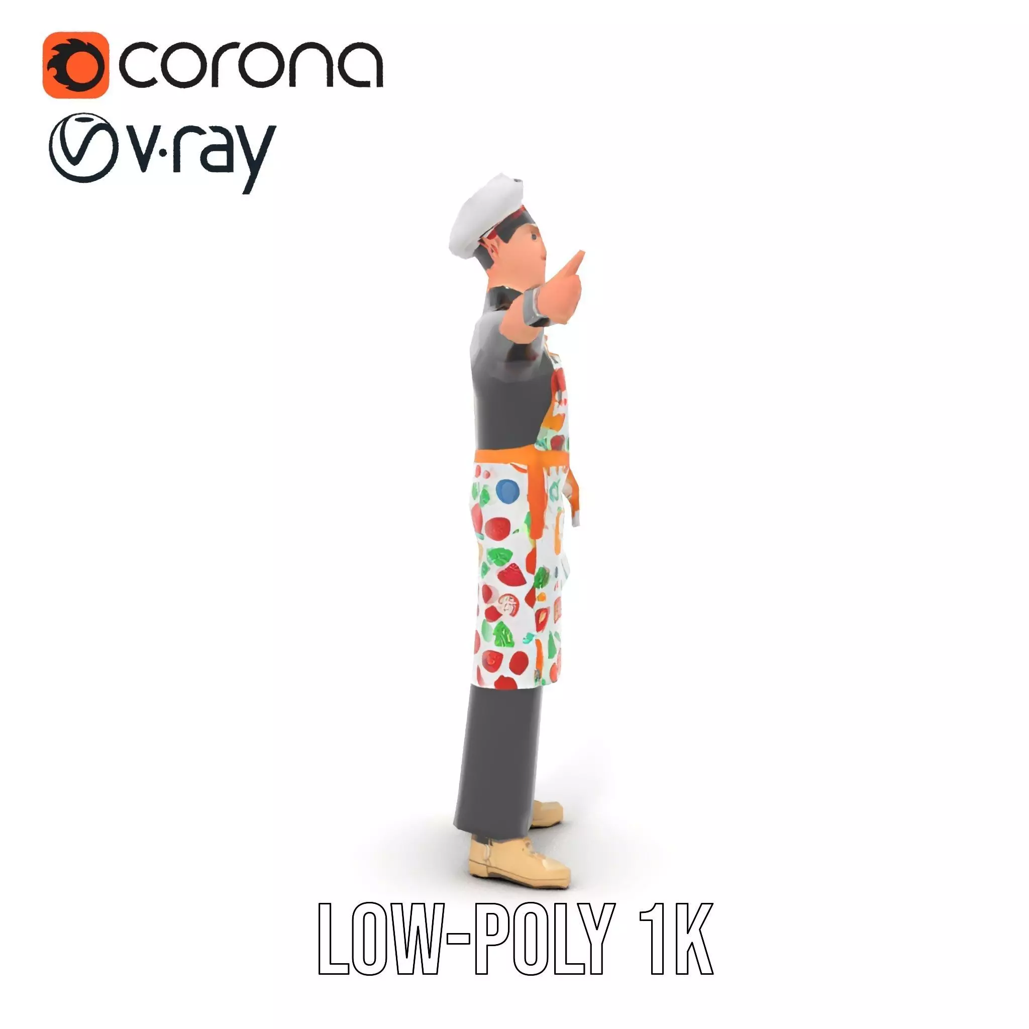 Colorful Chef Character model pack Low-poly 3D model_10