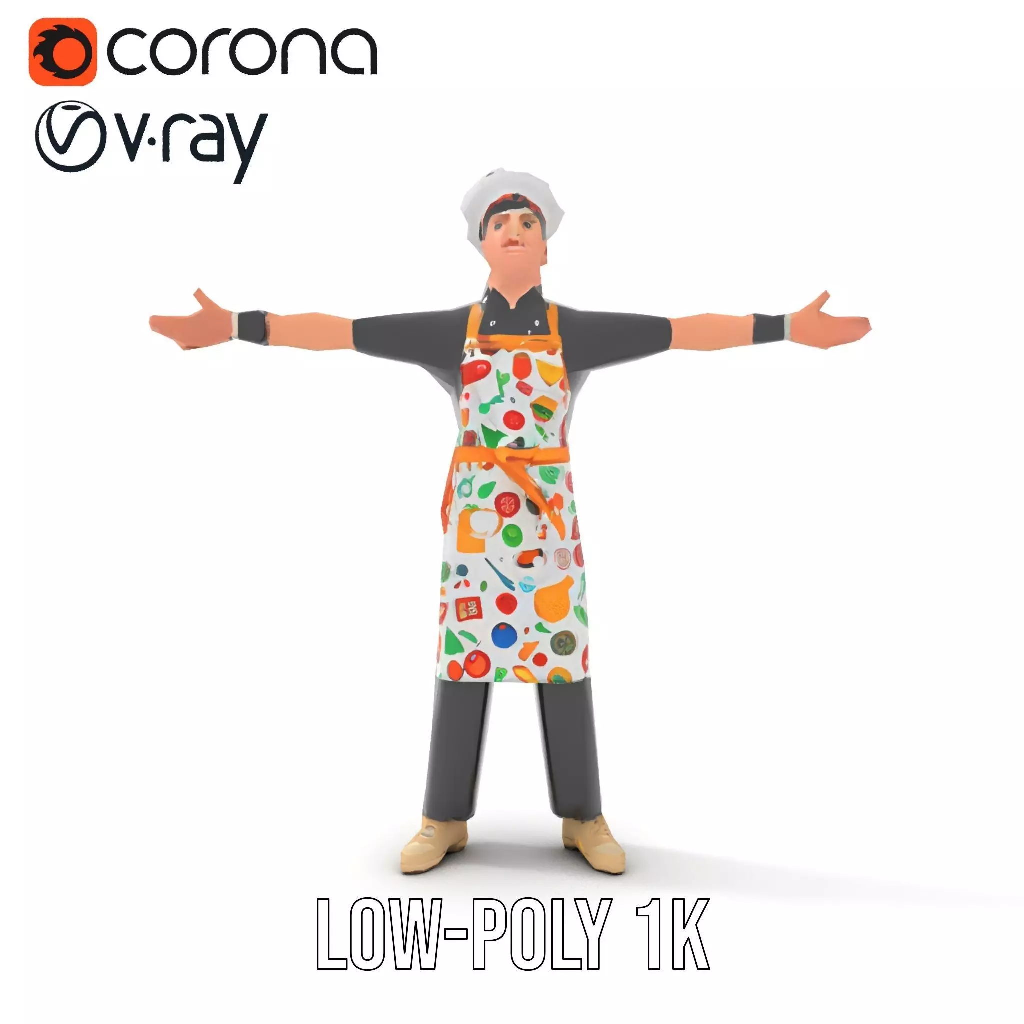 Colorful Chef Character model pack Low-poly 3D model_13