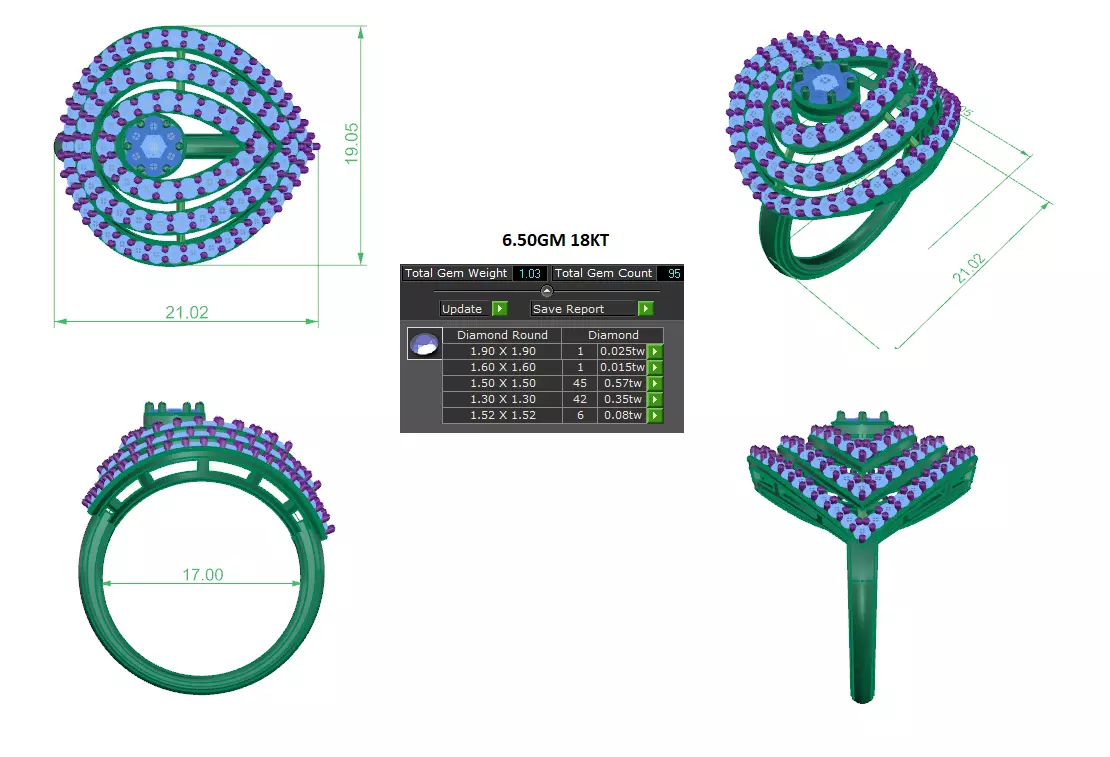 Women Ring  Render 3dm STL OBJ FBX Details 3D print model_1