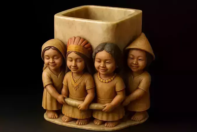 Global Grace Girls Marble Flowing Pen Holder Decor