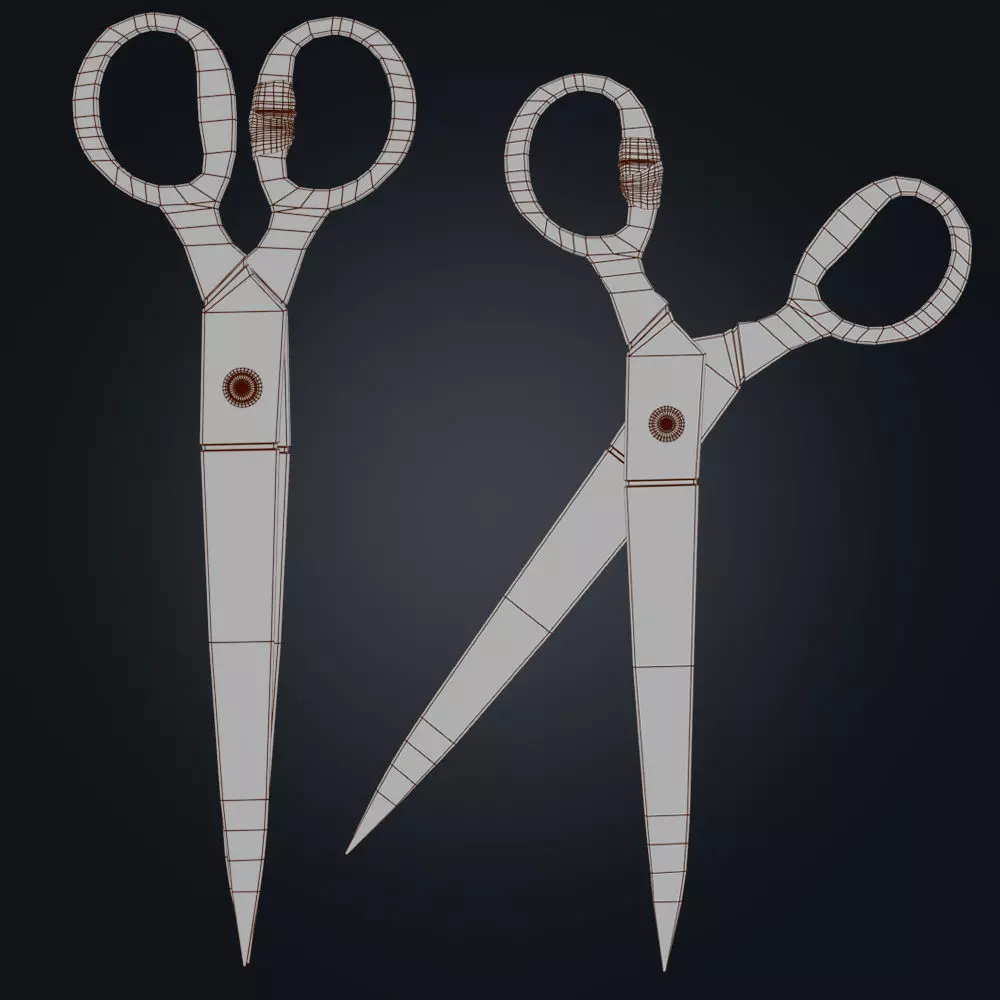 Rusty Bloody Vintage Scissors Low-poly 3D model_5