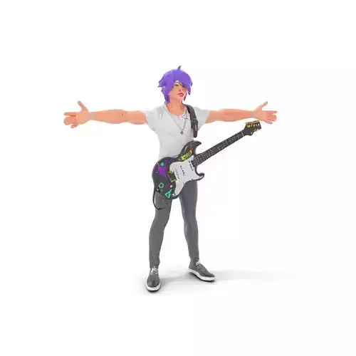 Rockstar Character with Purple Hair model pack Low-poly 3D model