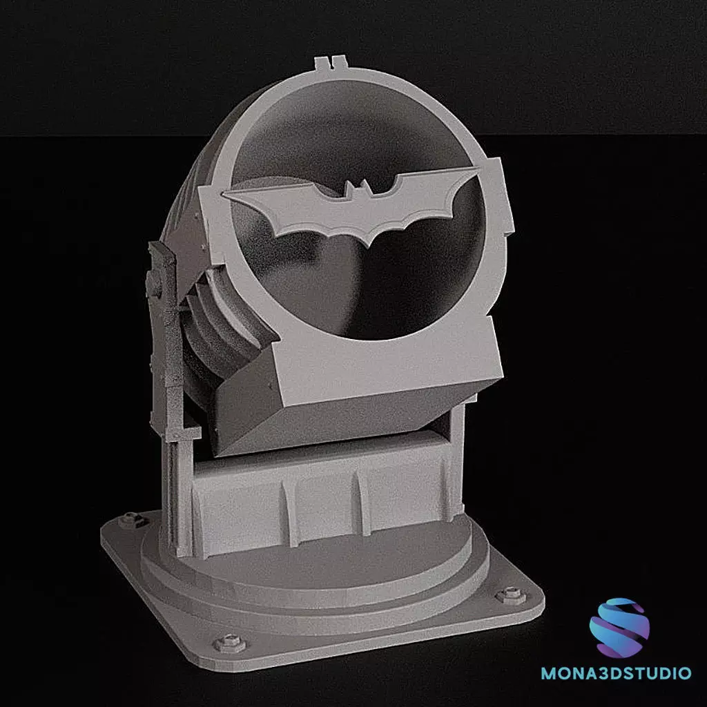 Bat-Signal Projector 3D Model  3 Parts   Pre-supported 3D print model_1