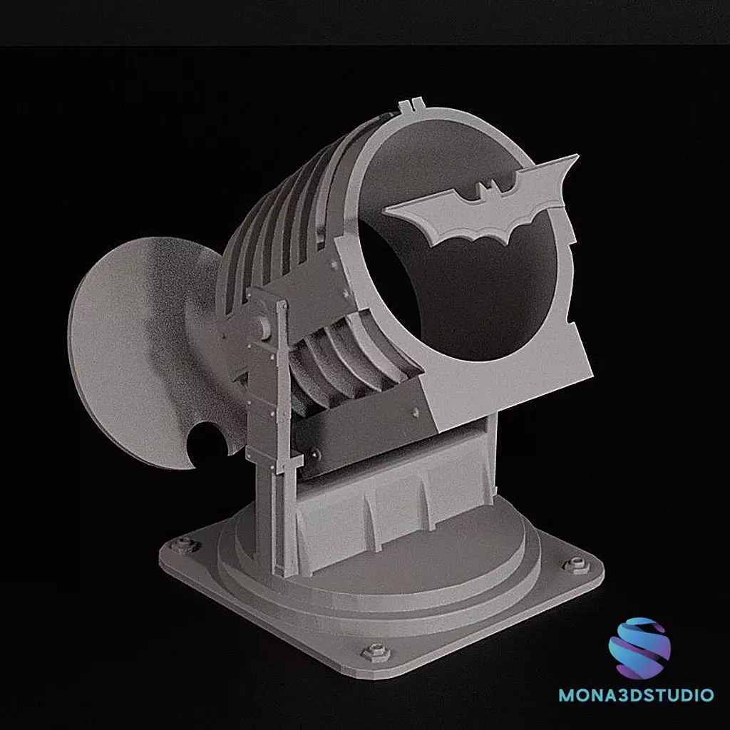Bat-Signal Projector 3D Model  3 Parts   Pre-supported 3D print model_2