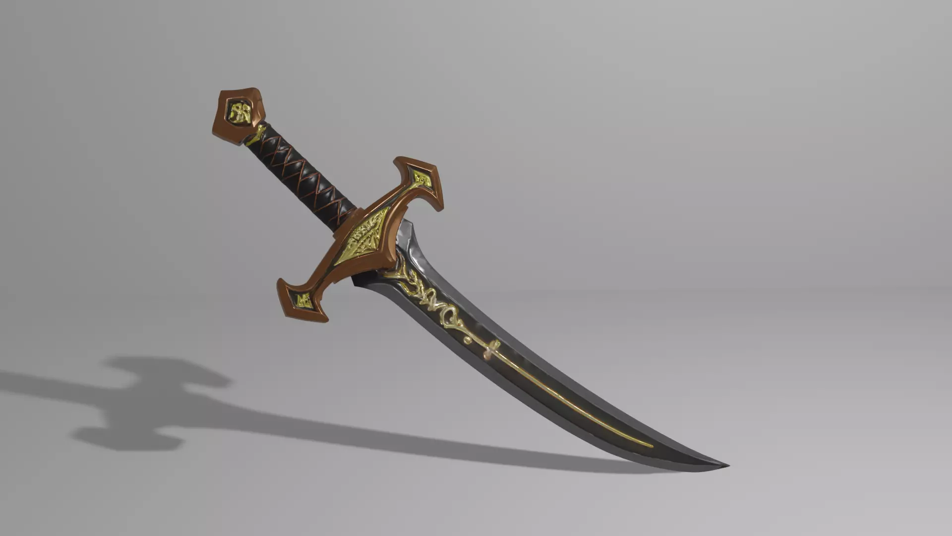 Fantasy Sword 3D Model Game Ready GLB PBR Weapon 3D model_0