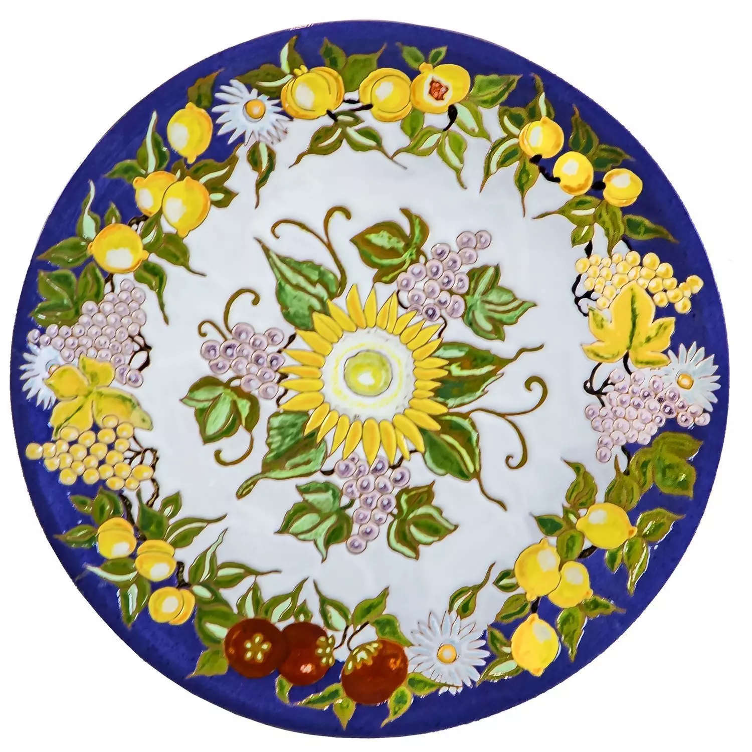 Majolica Sunflower Ceramic Plate Motif Texture_0