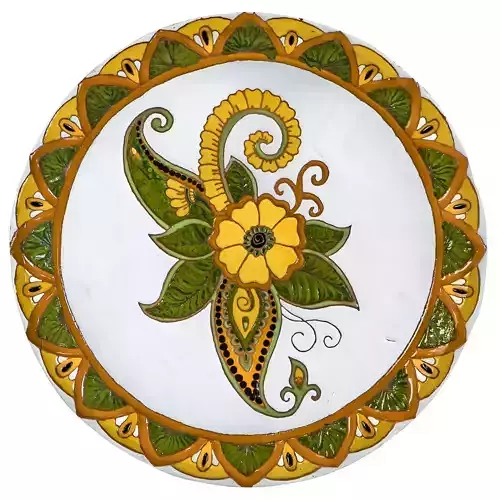 Majolica Floral Paisley Plate Motif 
