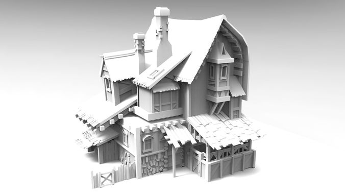 big house Low-poly 3D model