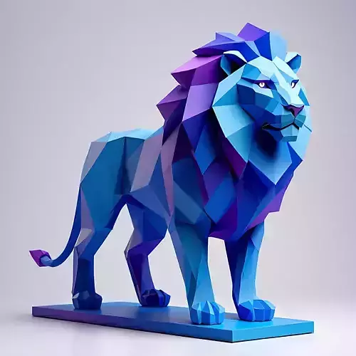 2457Low Poly Color Roaring Lion  pug  dachshund