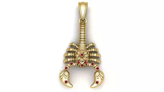 Ruby Scorpion Solitaire Gemstone Pendant 3D Printable Model
