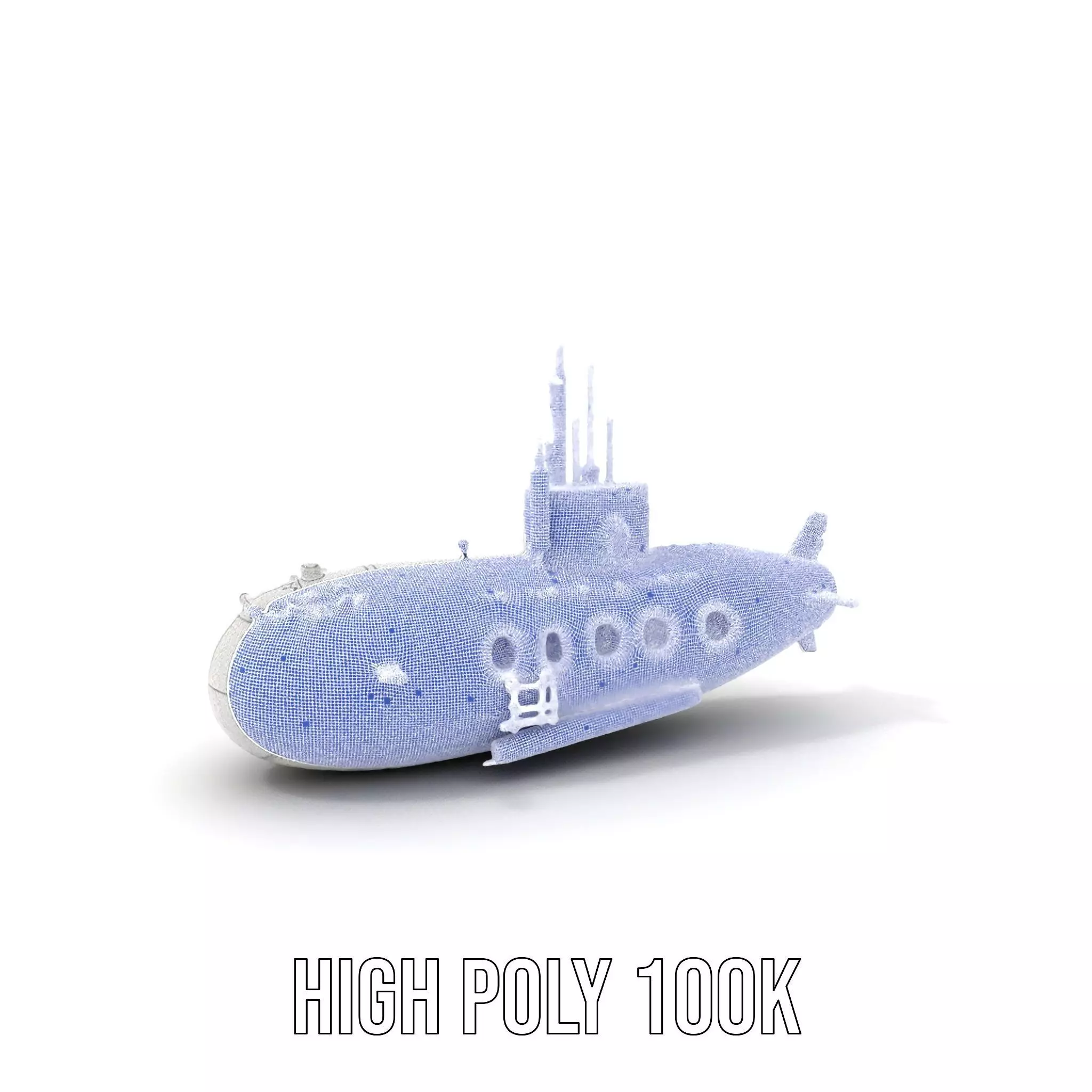 Classic Silver Submarine model pack Low-poly 3D model_5