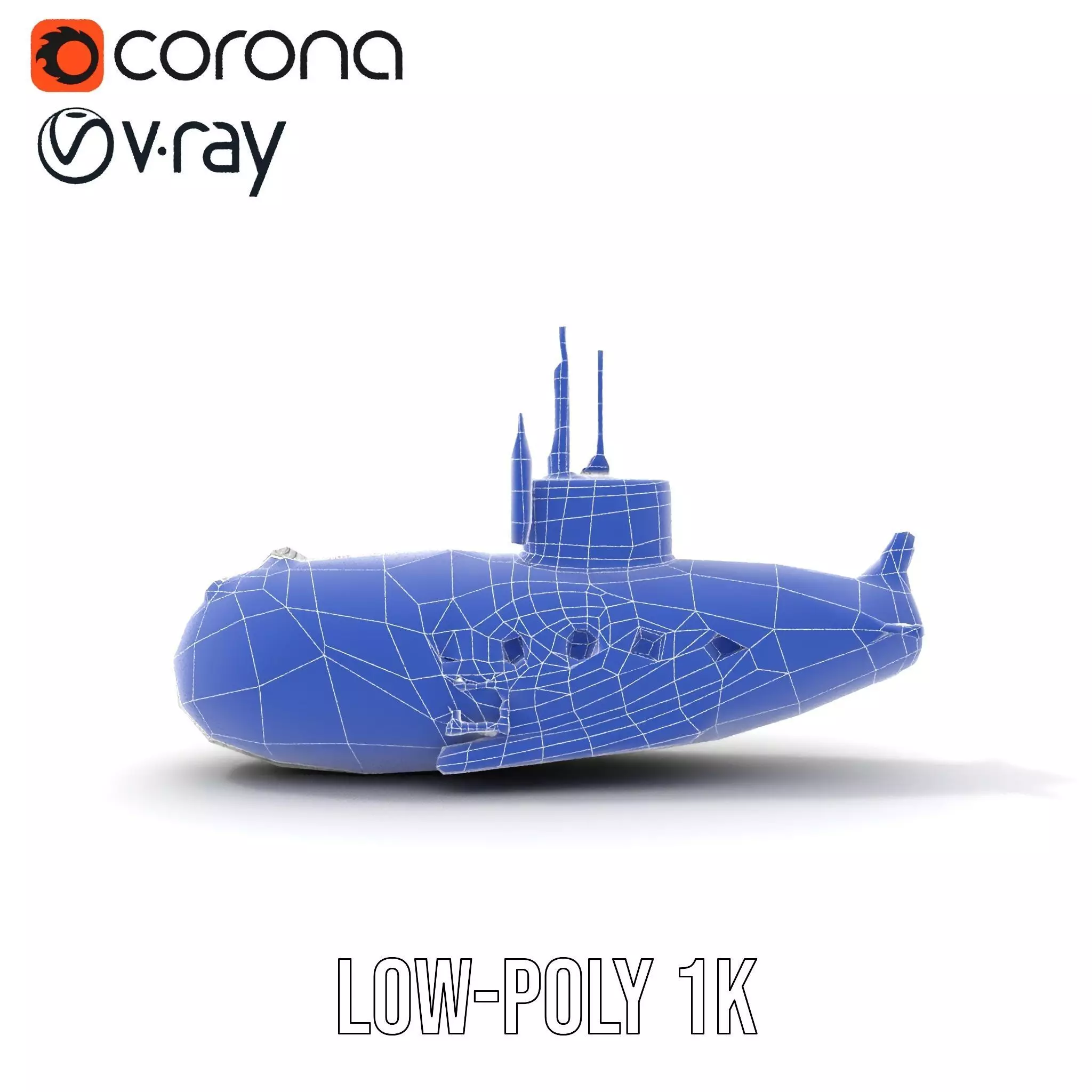 Classic Silver Submarine model pack Low-poly 3D model_18