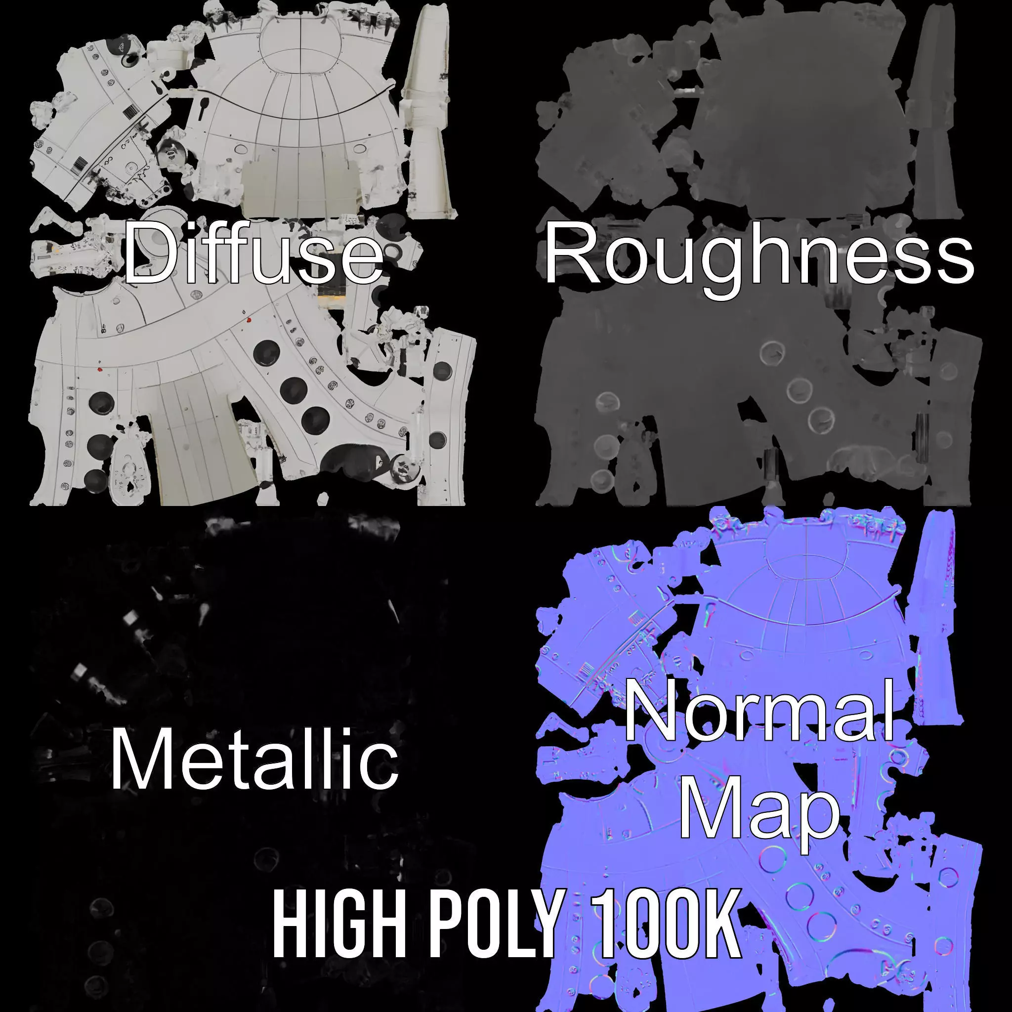 Classic Silver Submarine model pack Low-poly 3D model_4