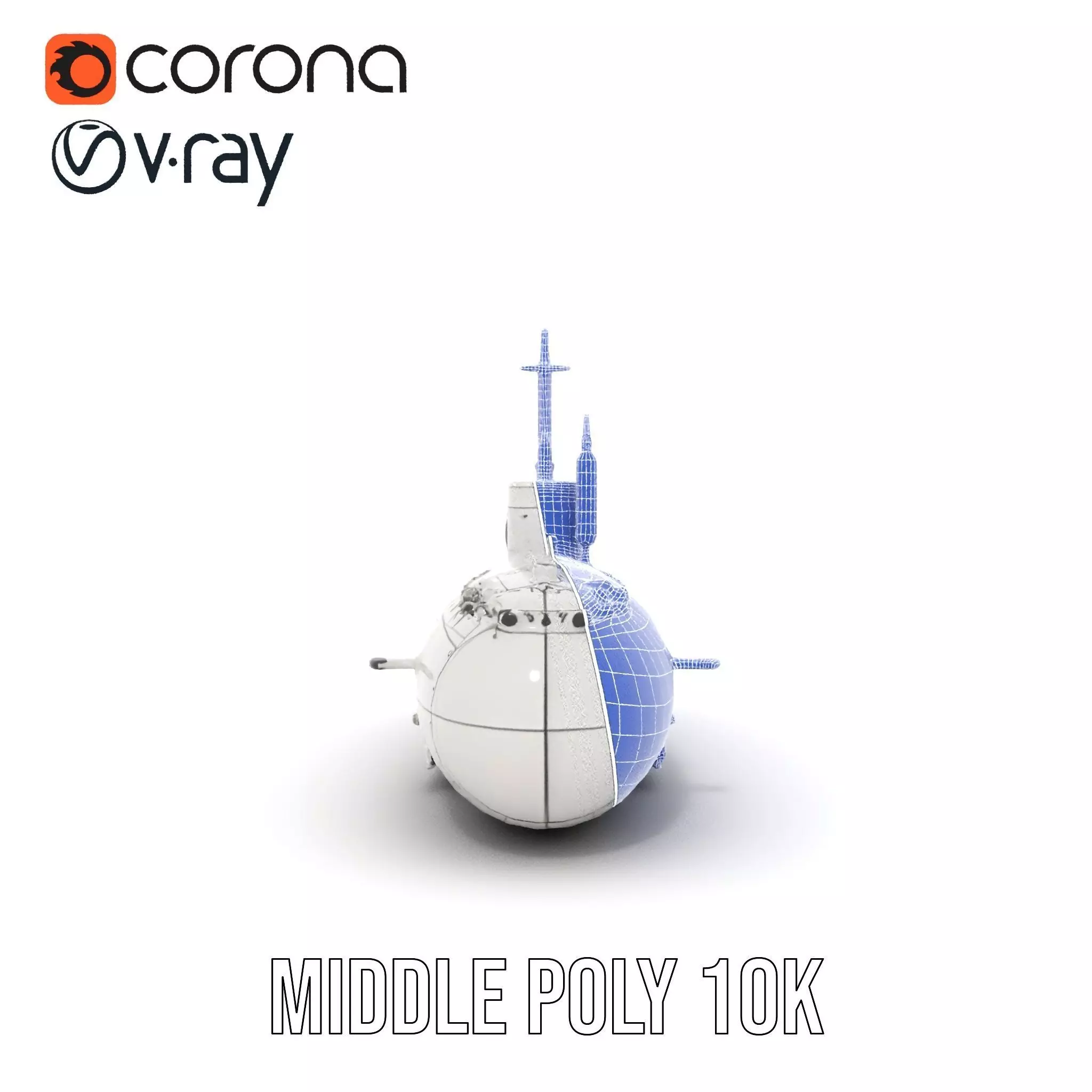 Classic Silver Submarine model pack Low-poly 3D model_31