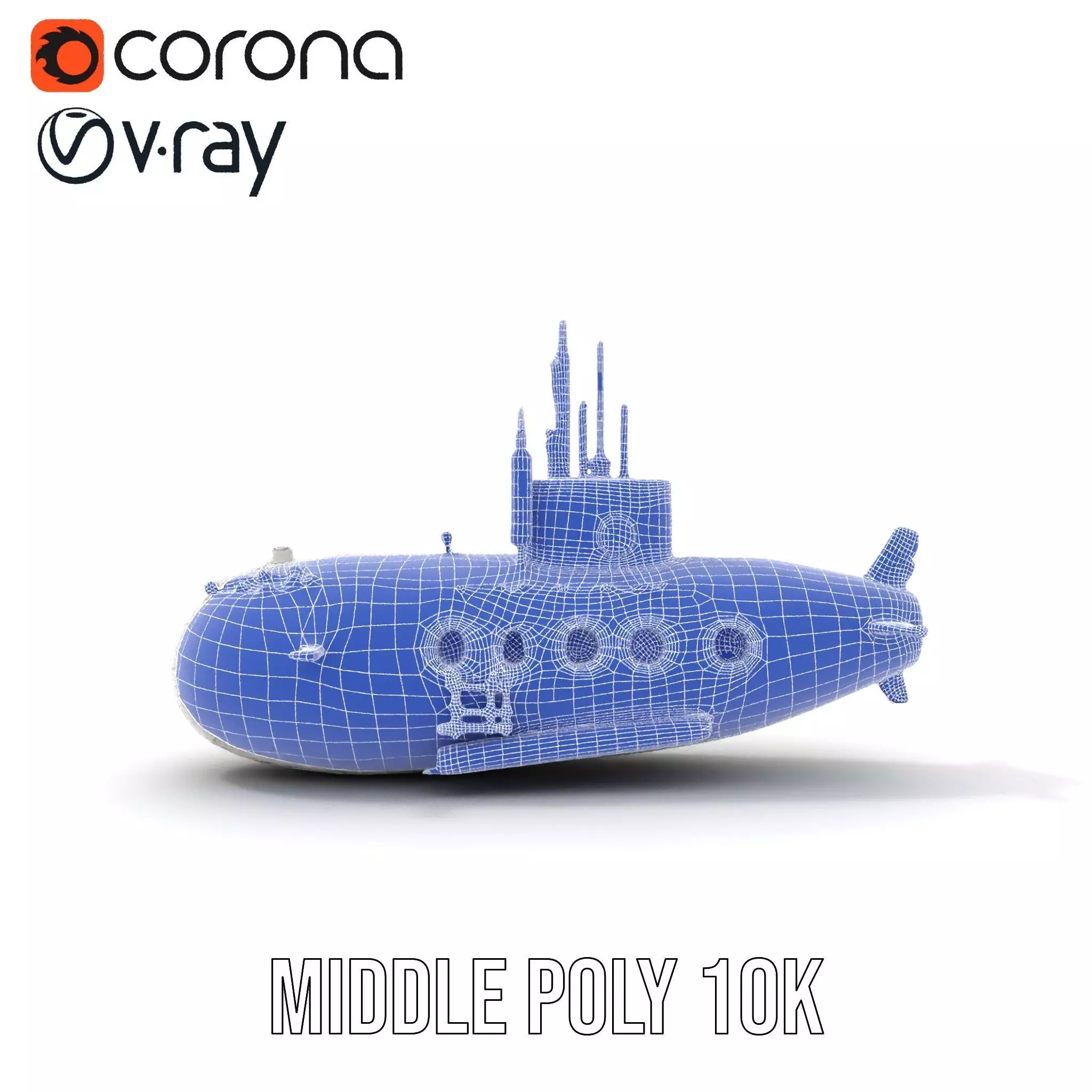 Classic Silver Submarine model pack Low-poly 3D model_25