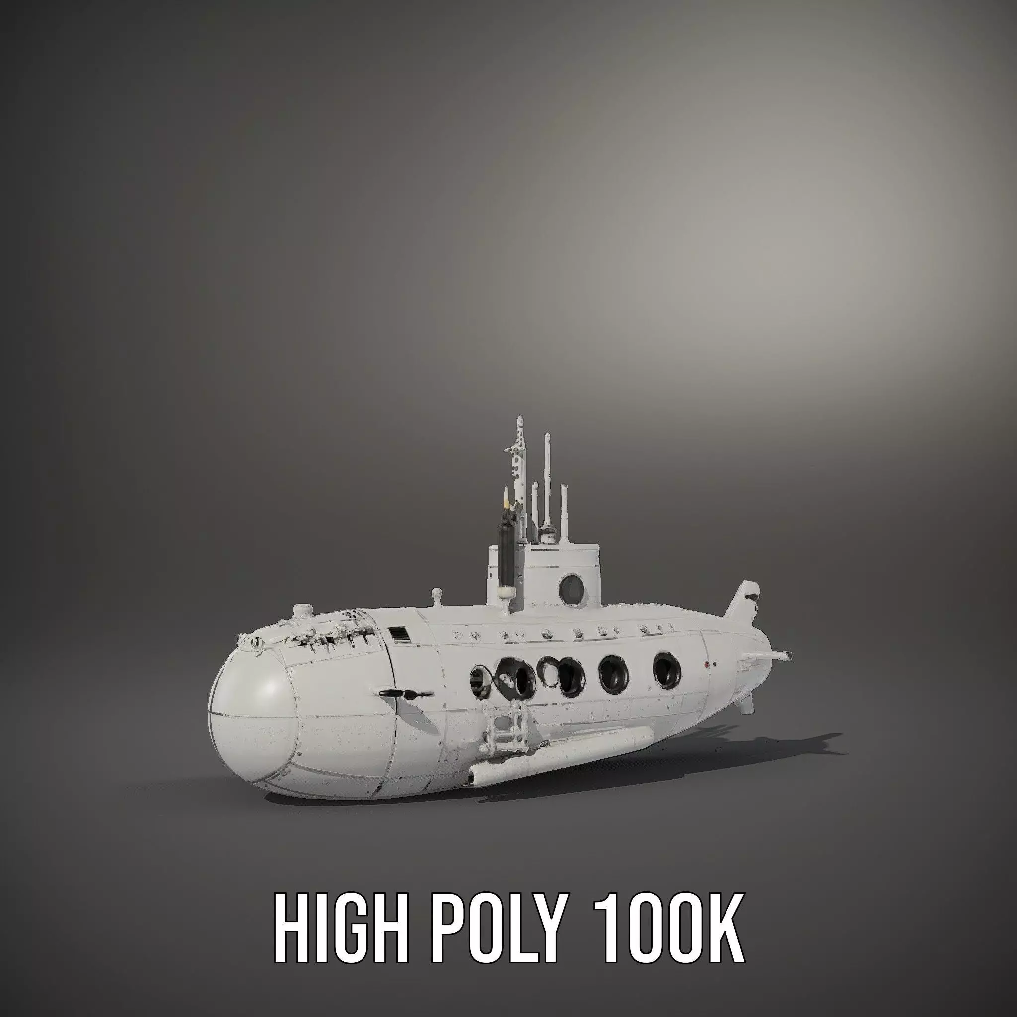 Classic Silver Submarine model pack Low-poly 3D model_11