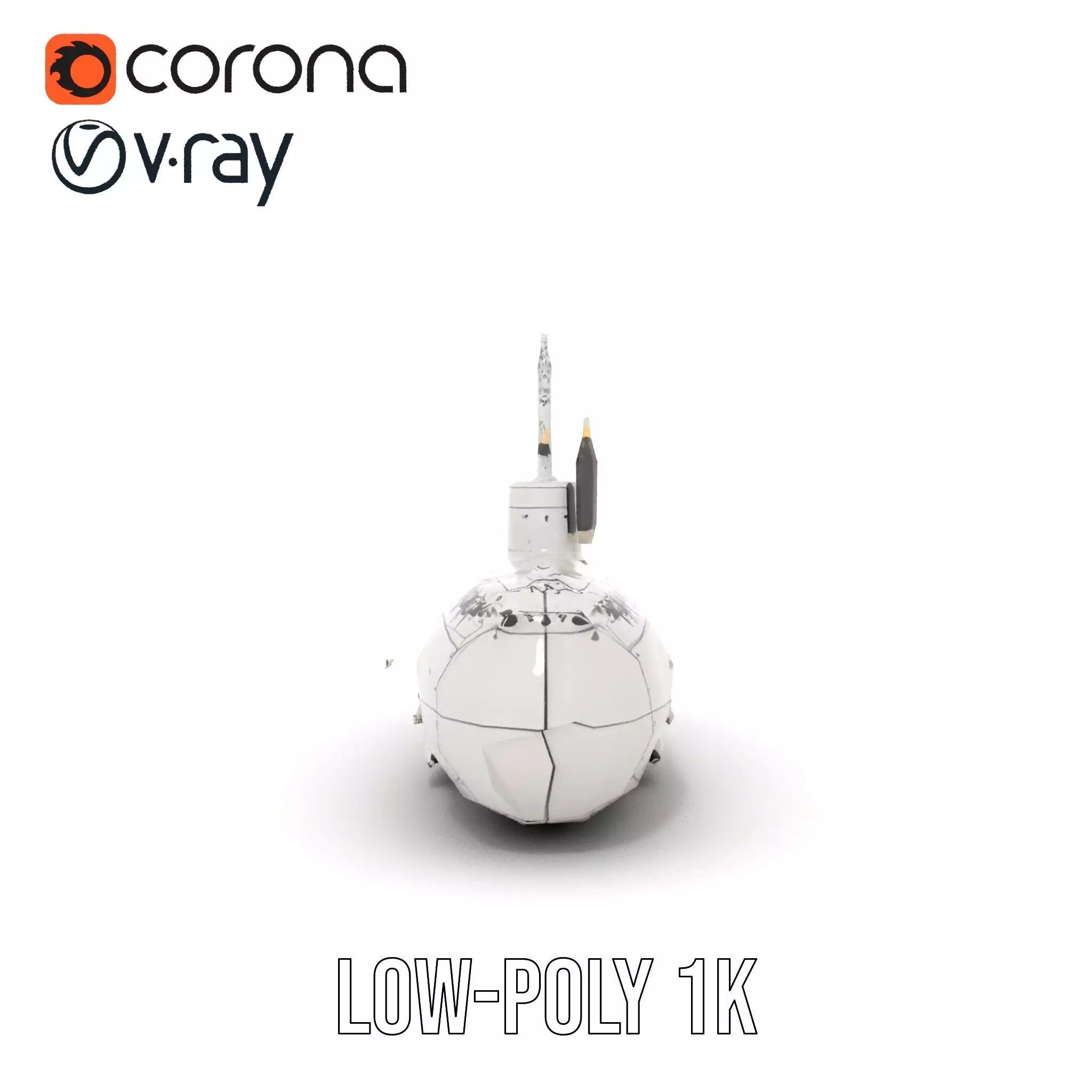 Classic Silver Submarine model pack Low-poly 3D model_13