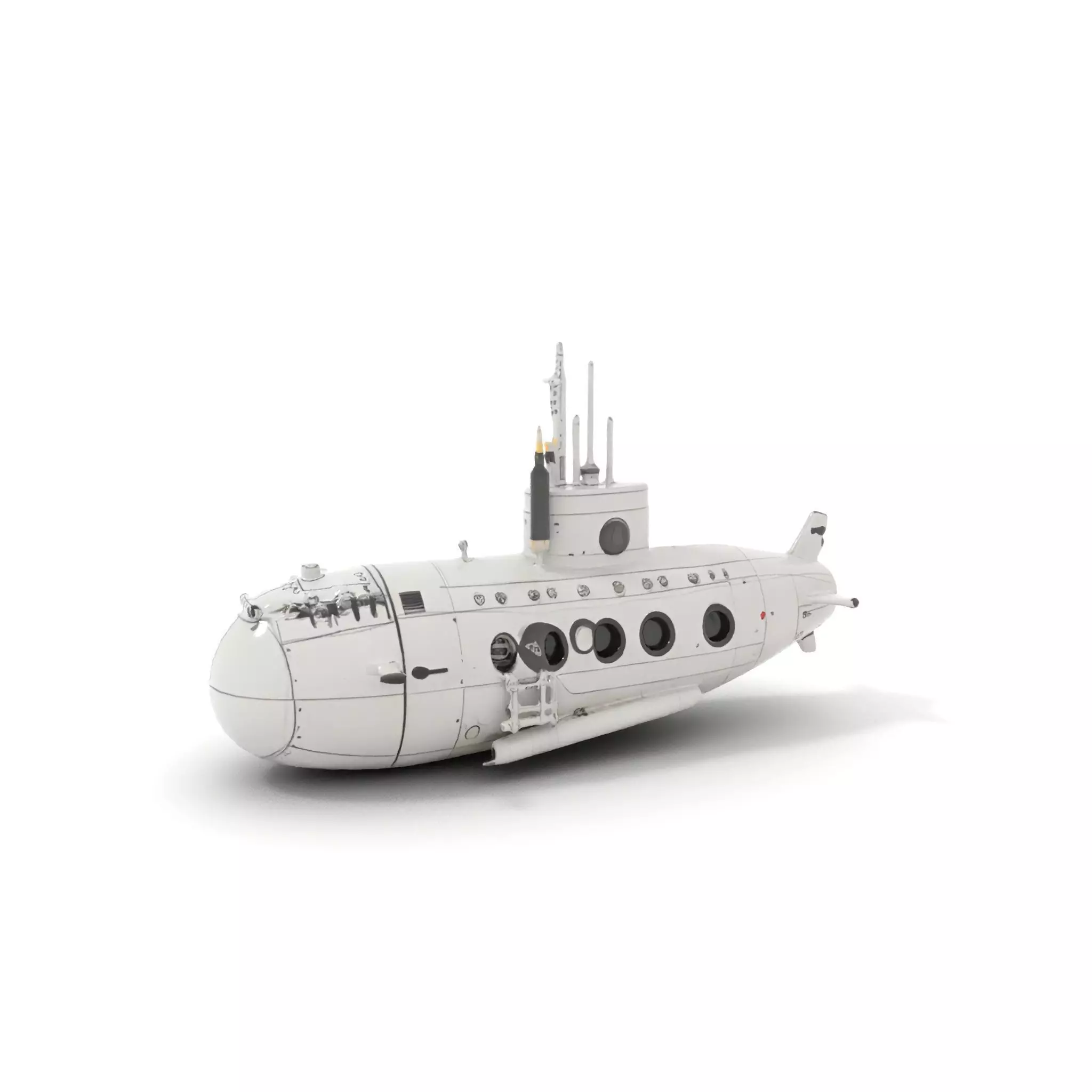 Classic Silver Submarine model pack Low-poly 3D model_12