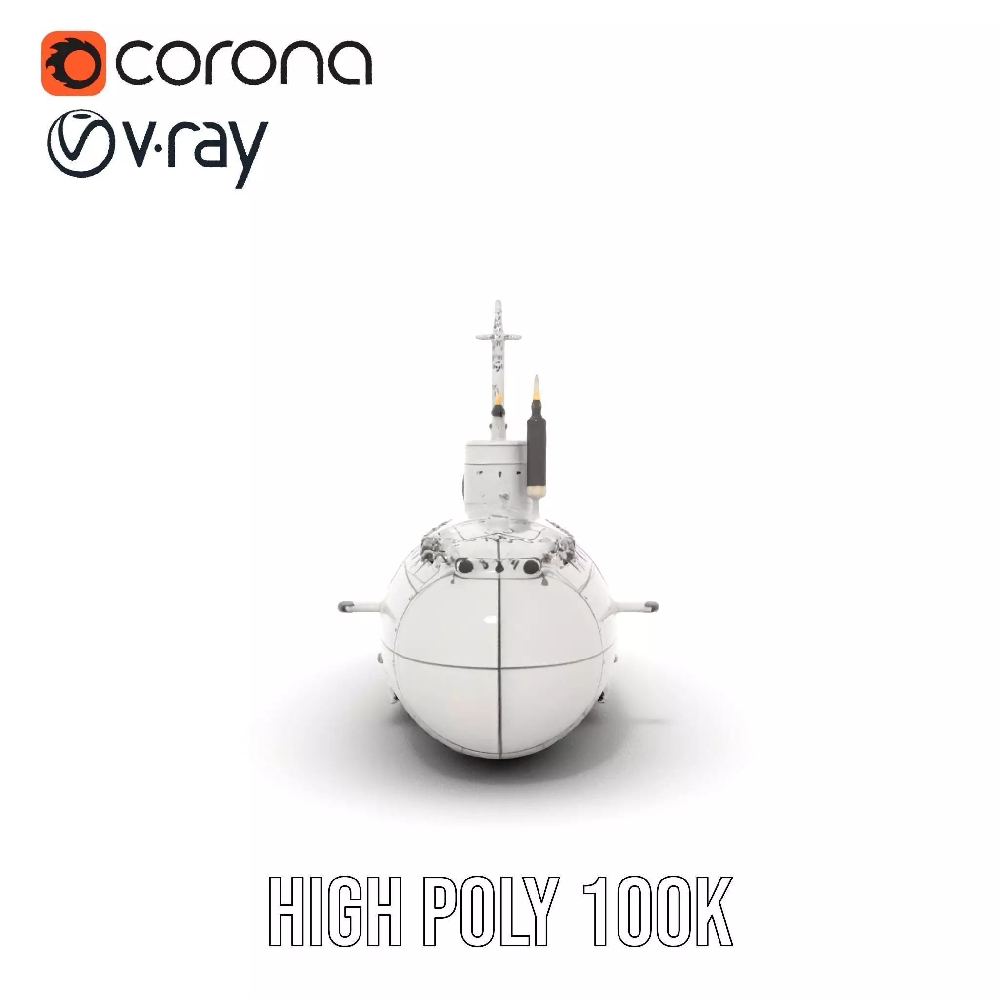 Classic Silver Submarine model pack Low-poly 3D model_24