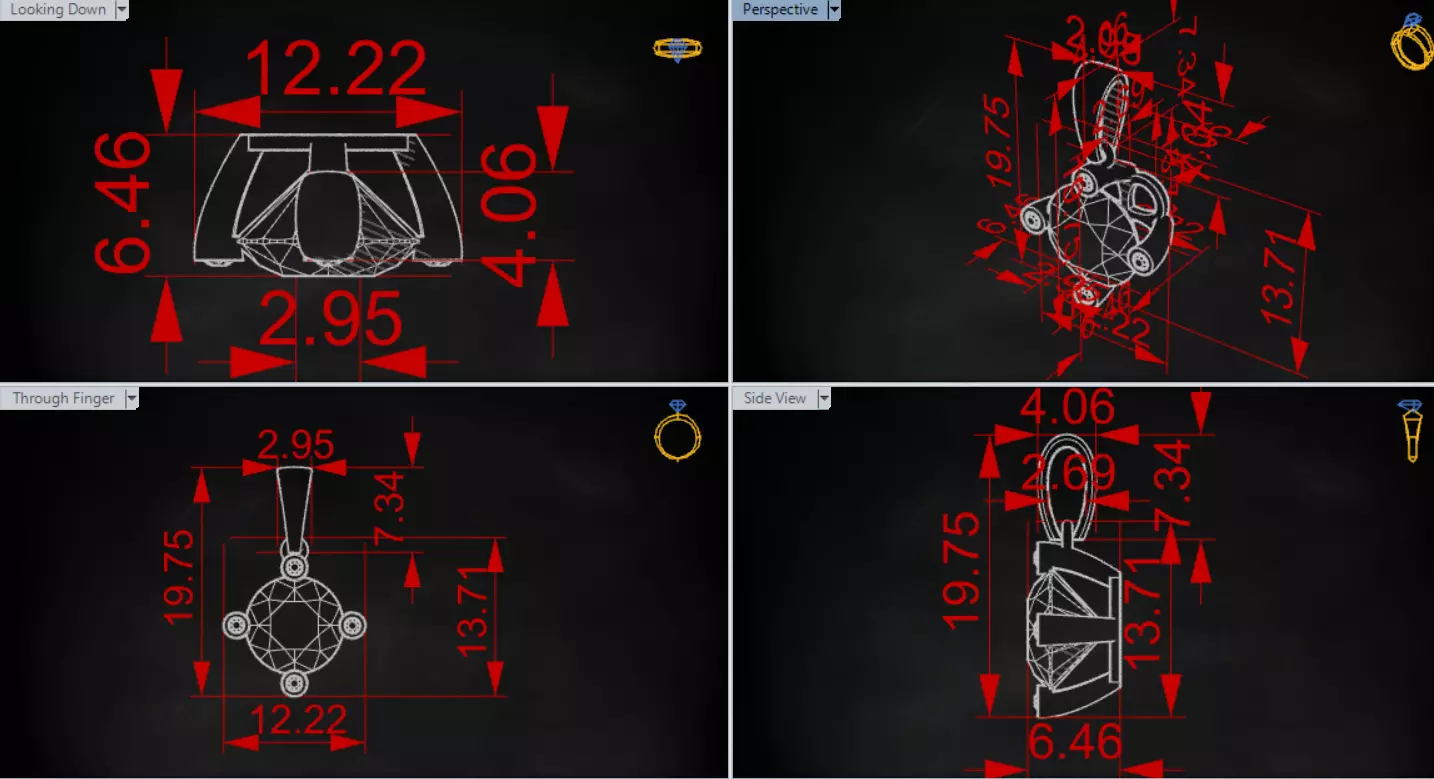 Pendant Solitaire Diamond with Quadruple Ball Prongs jp0350 3D print model_19