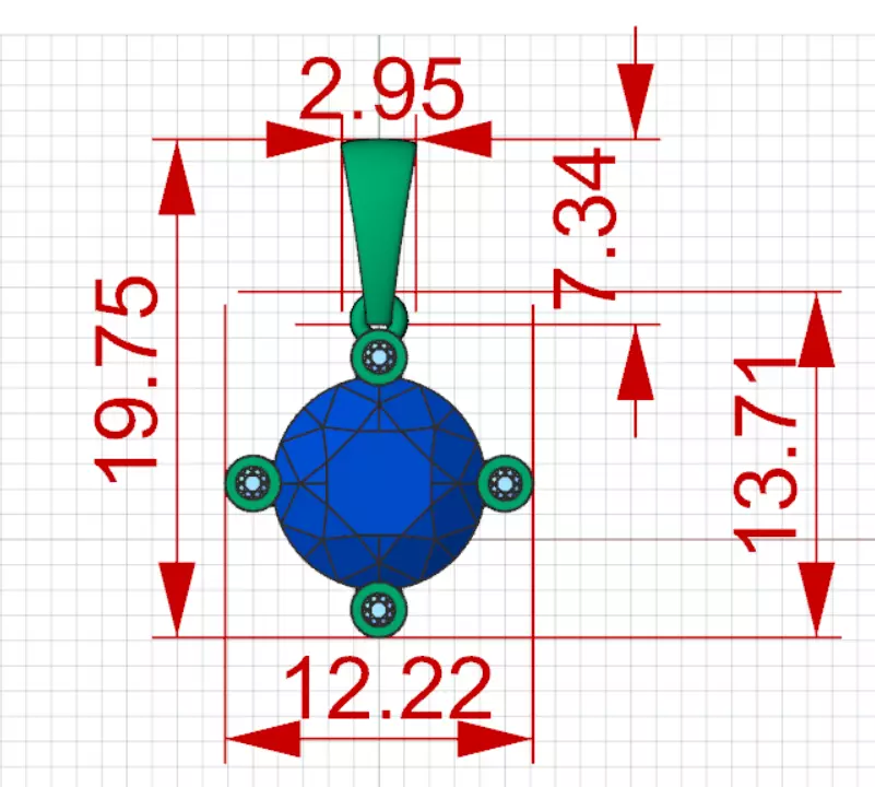 Pendant Solitaire Diamond with Quadruple Ball Prongs jp0350 3D print model_21
