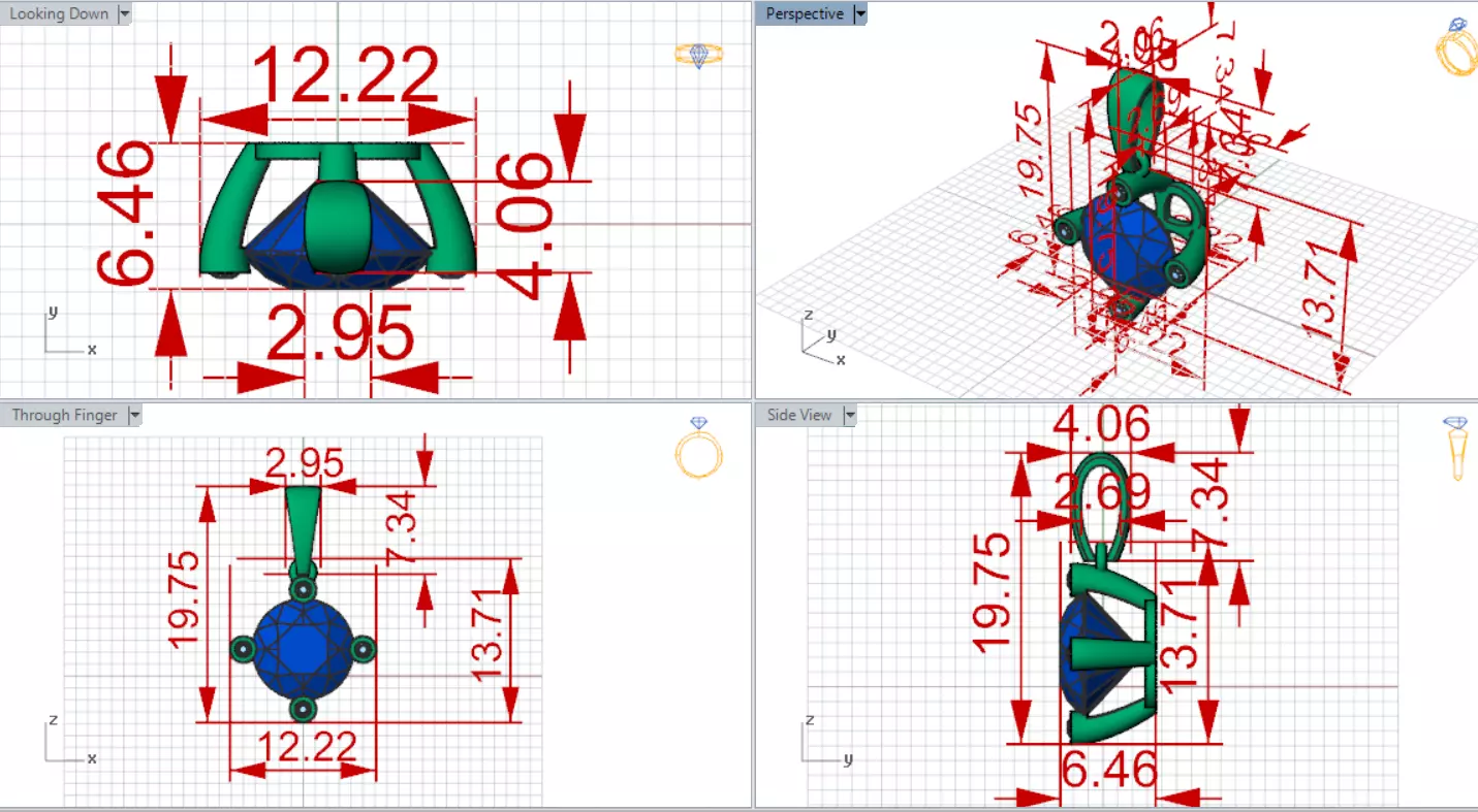 Pendant Solitaire Diamond with Quadruple Ball Prongs jp0350 3D print model_18